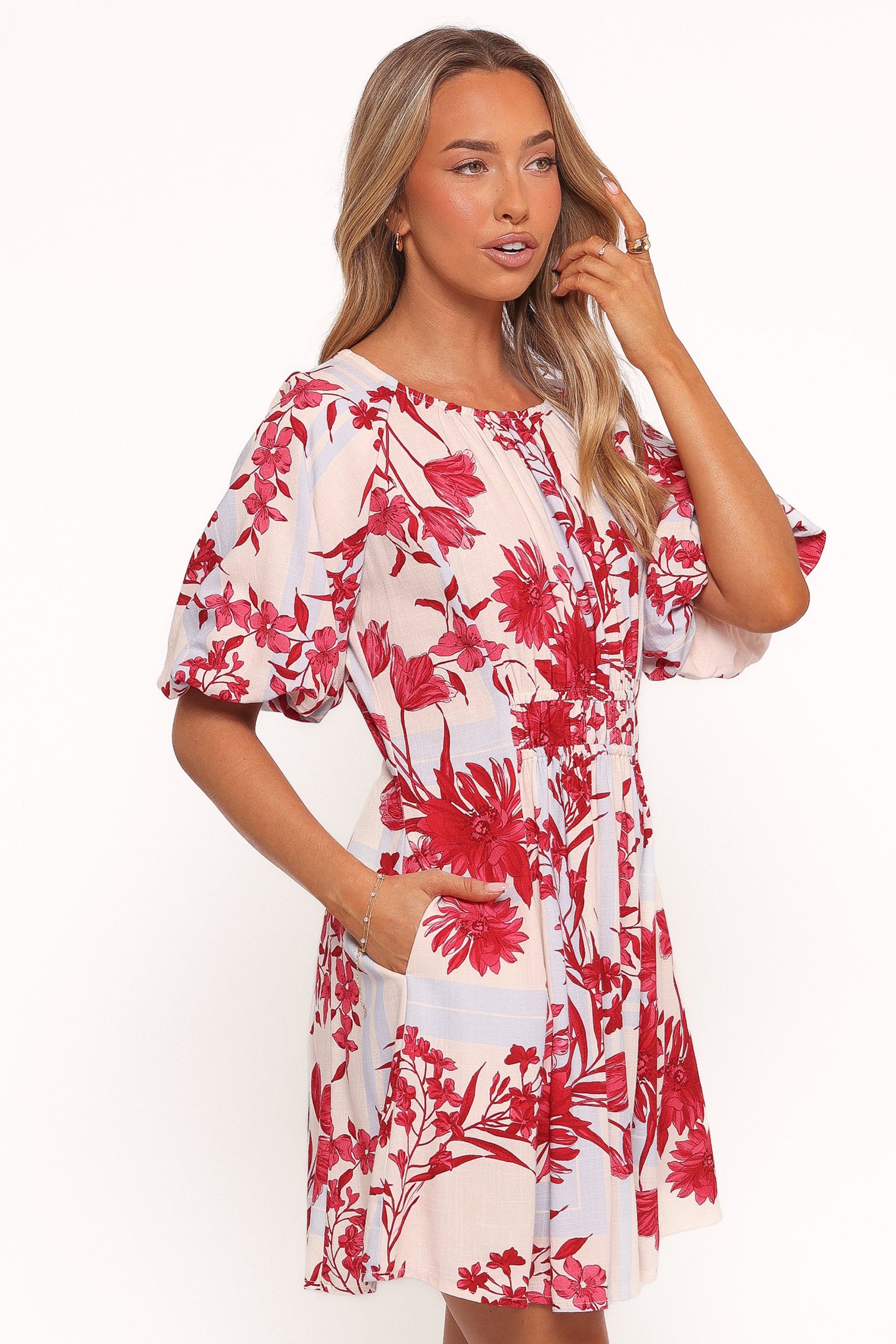 Simmons Mini Dress - Fuchsia Floral - Image 3