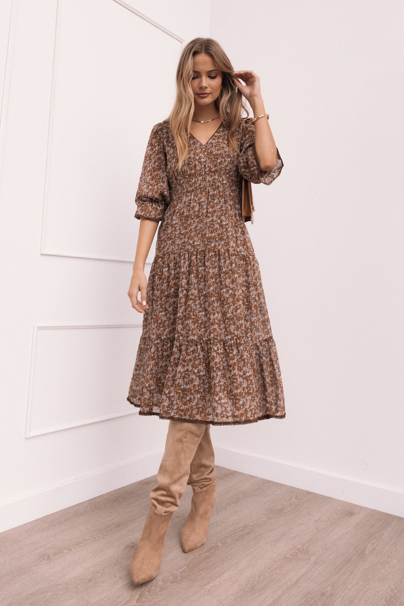 Simone Midi Dress - Camel - Image 2