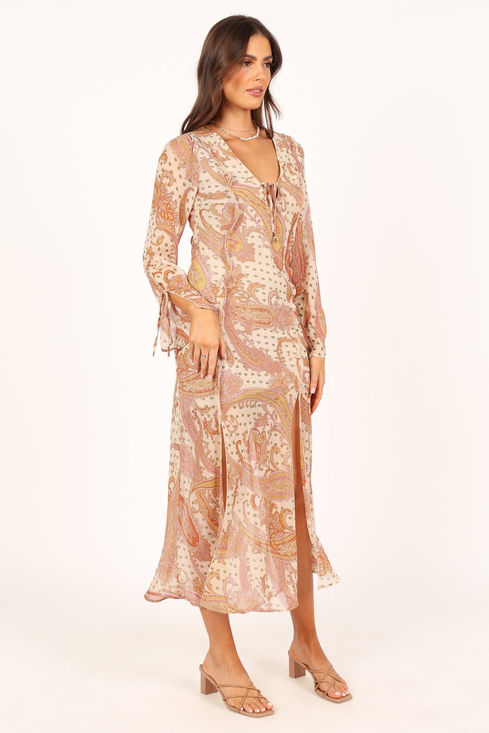 Sio Long Sleeve Midi Dress - Tan - Image 7