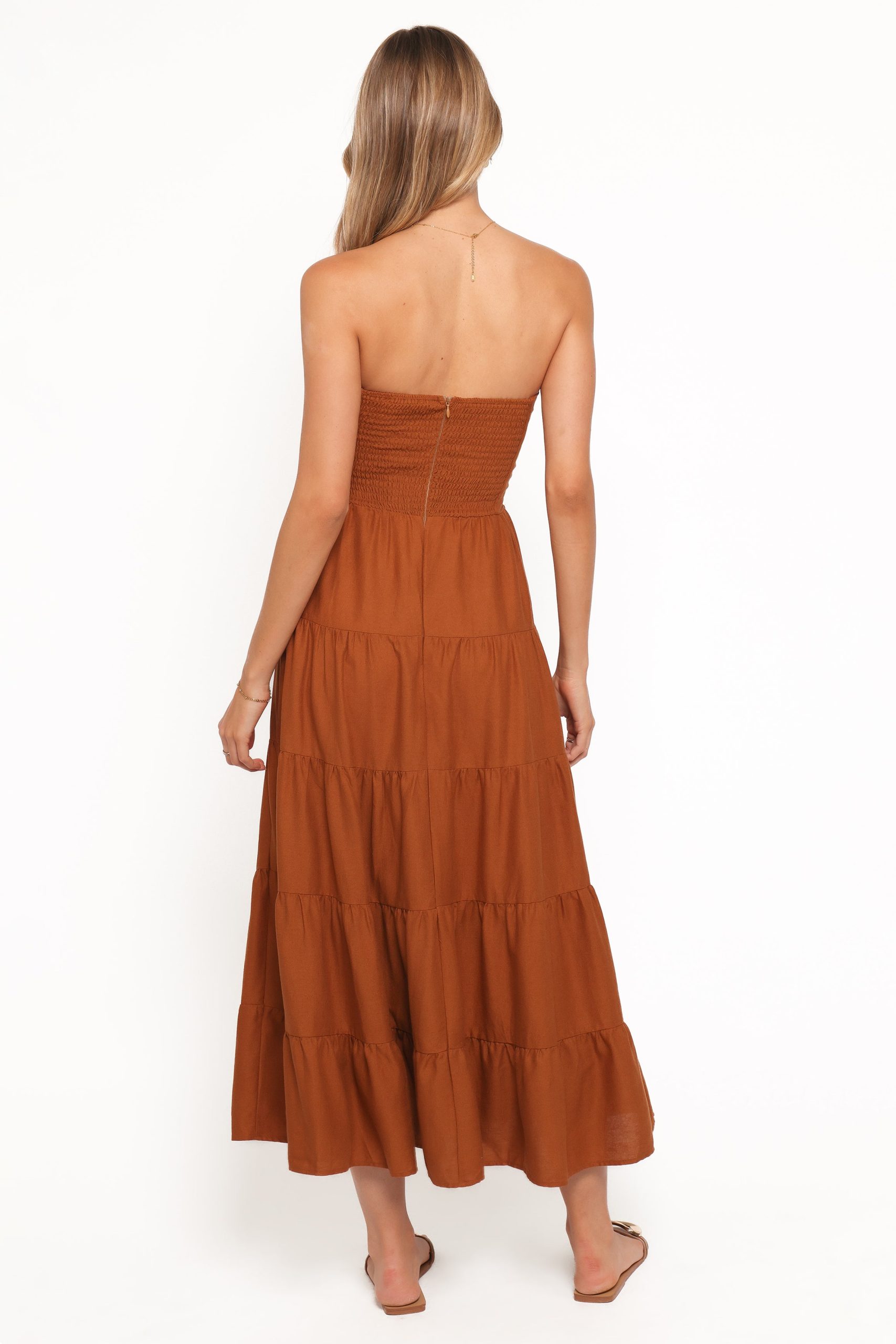 Sitara Strapless Midi Dress - Brown - Image 3
