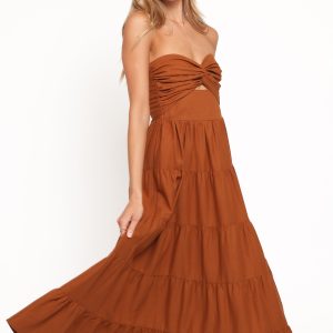 Sitara Strapless Midi Dress - Brown