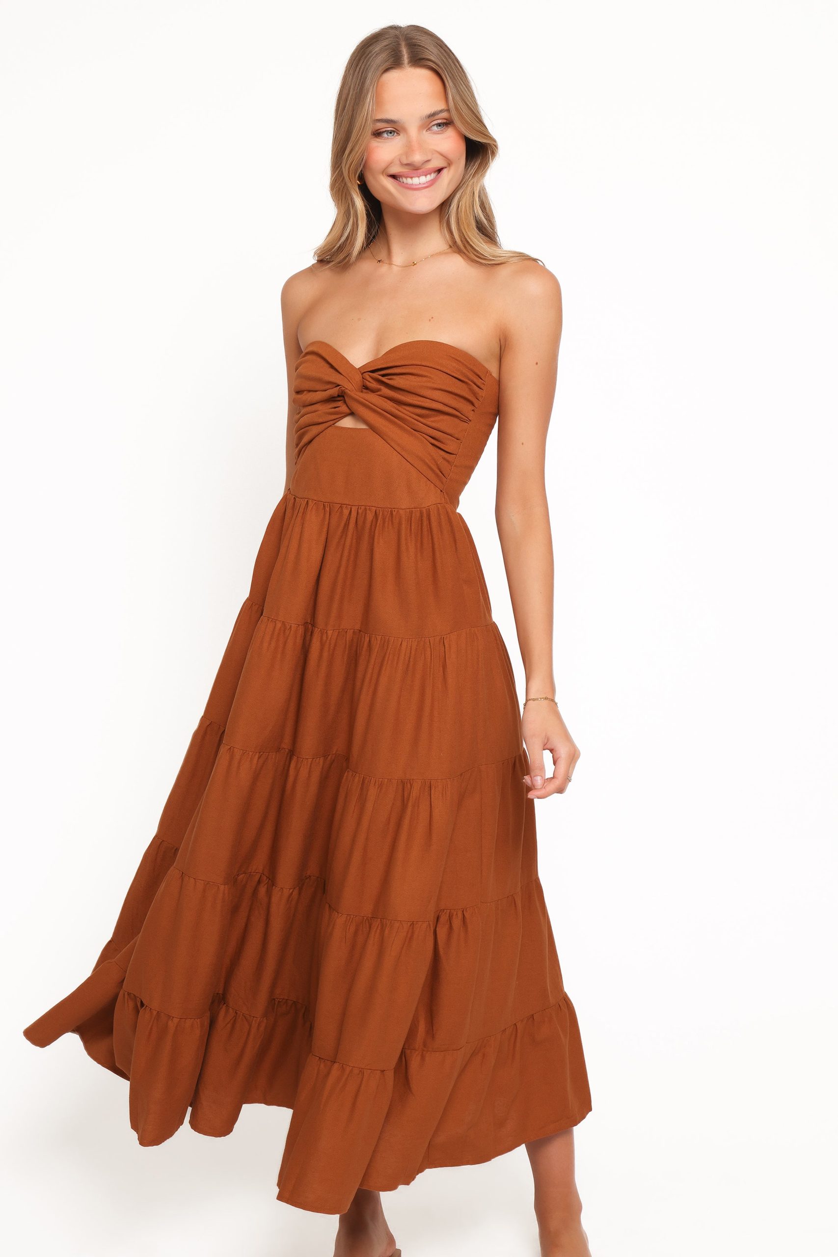 Sitara Strapless Midi Dress - Brown - Image 4
