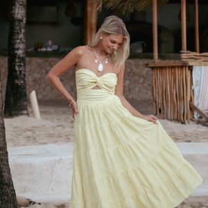 Sitara Strapless Midi Dress - Yellow