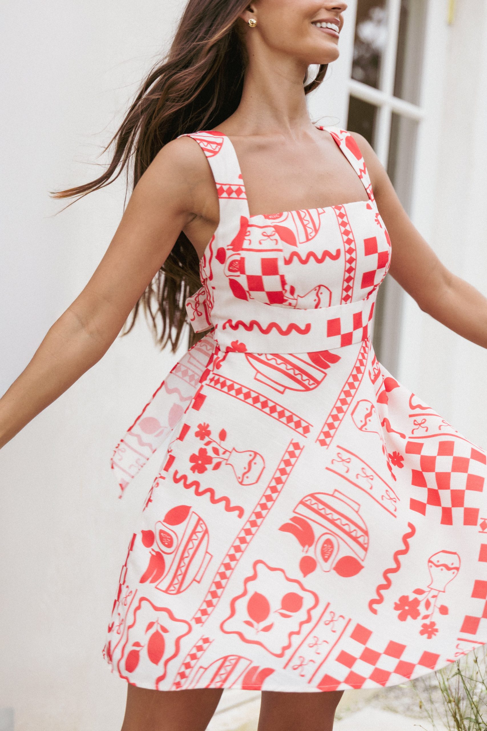 Sloan Mini Dress - Red Print - Image 9