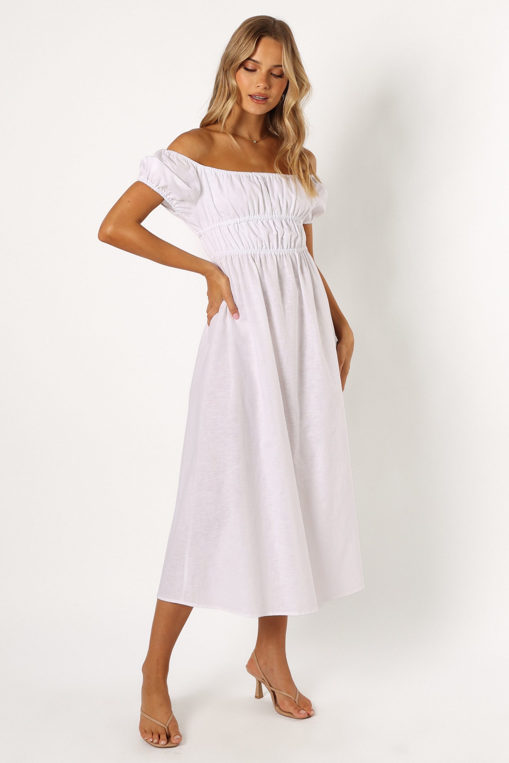 Sofia Off Shoulder Maxi Dress - White - Image 5
