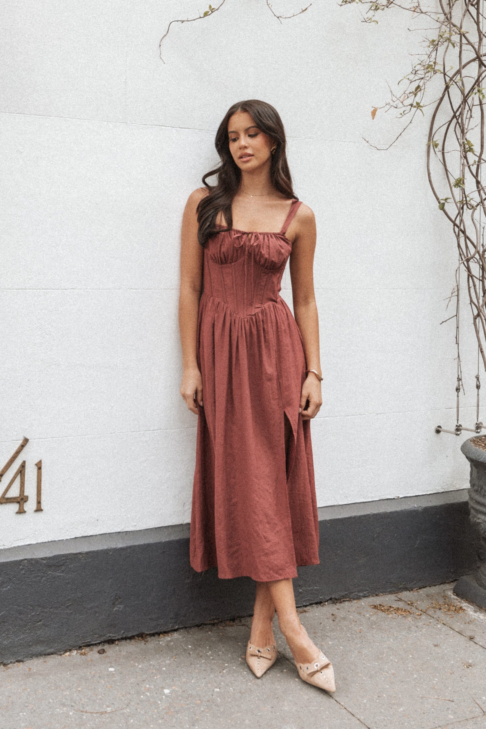 Sofie Midi Dress - Brick - Image 2