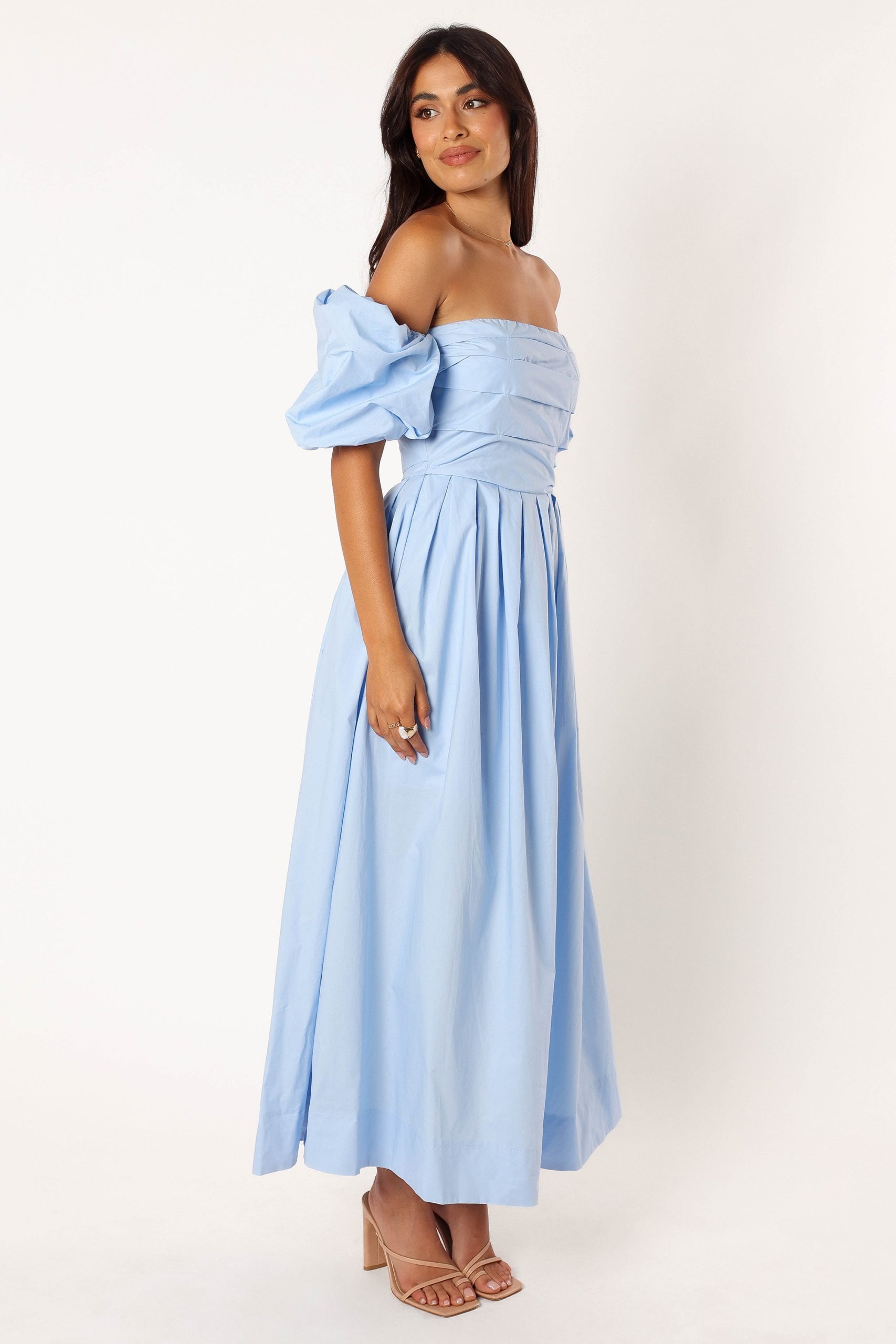 Solana Off Shoulder Midi Dress - Blue - Image 6