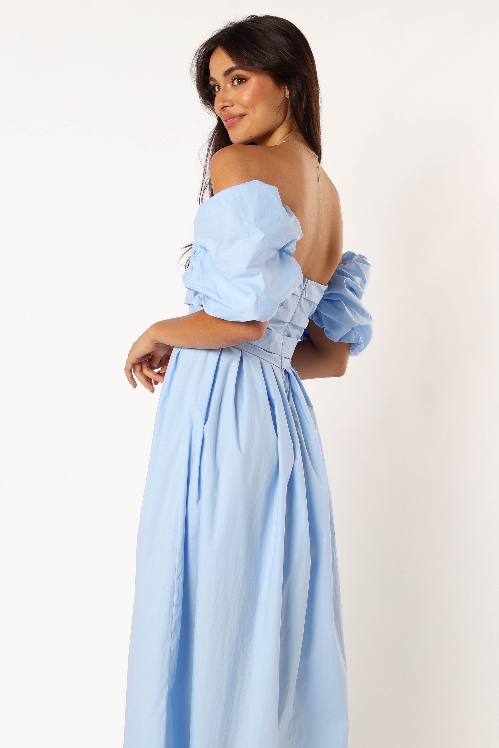Solana Off Shoulder Midi Dress - Blue - Image 3