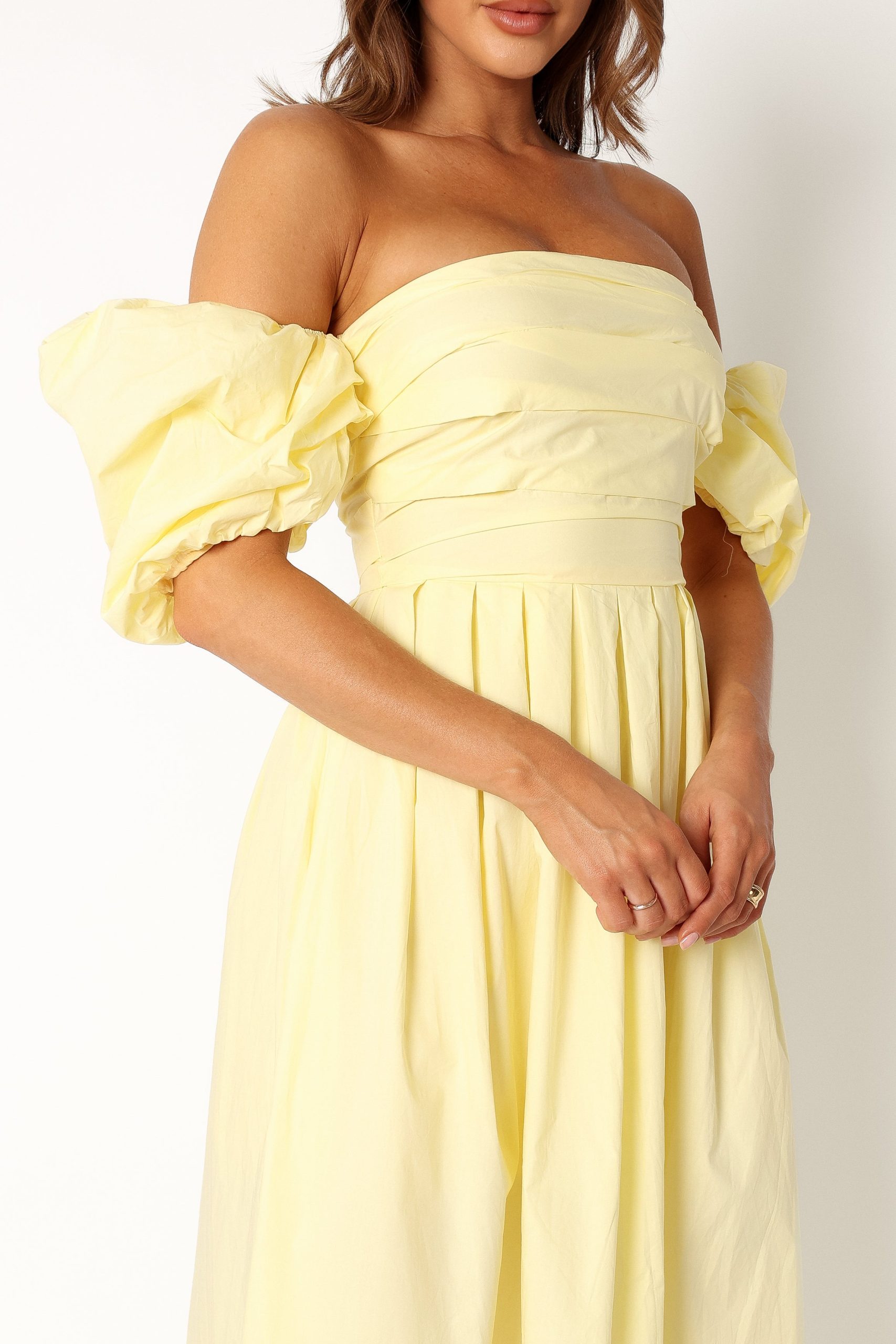 Solana Off Shoulder Midi Dress - Yellow - Image 9
