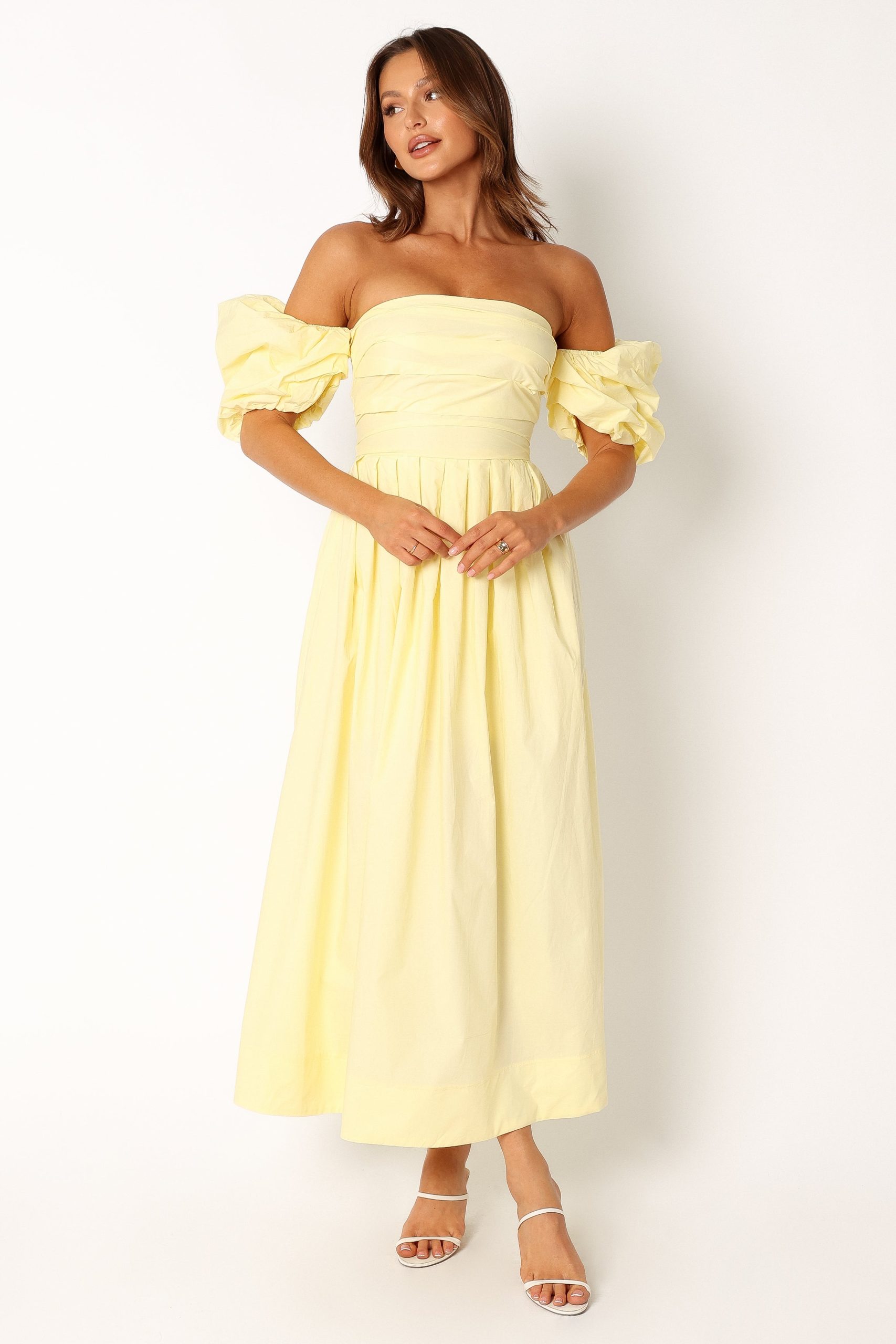 Solana Off Shoulder Midi Dress - Yellow - Image 8