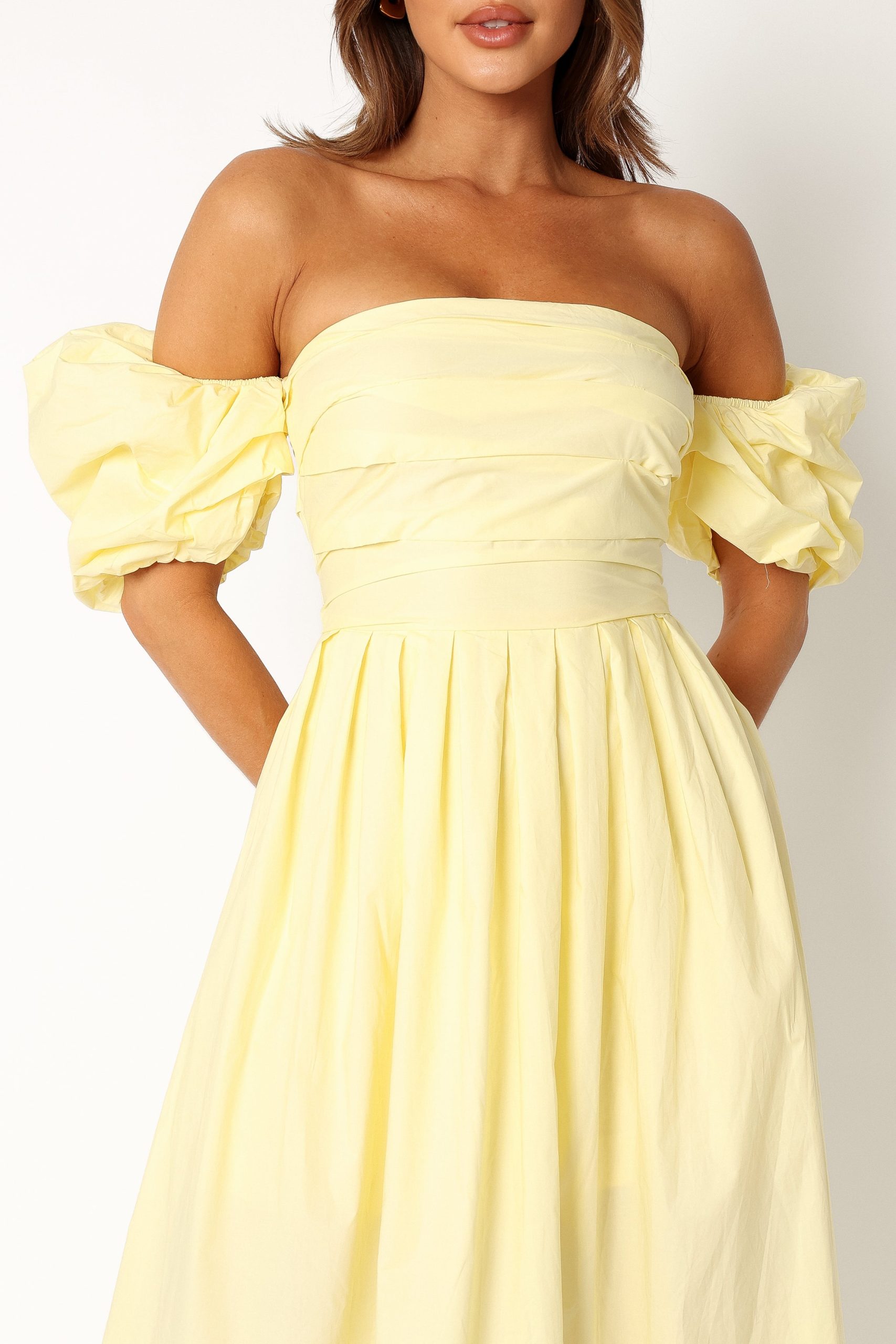 Solana Off Shoulder Midi Dress - Yellow - Image 10