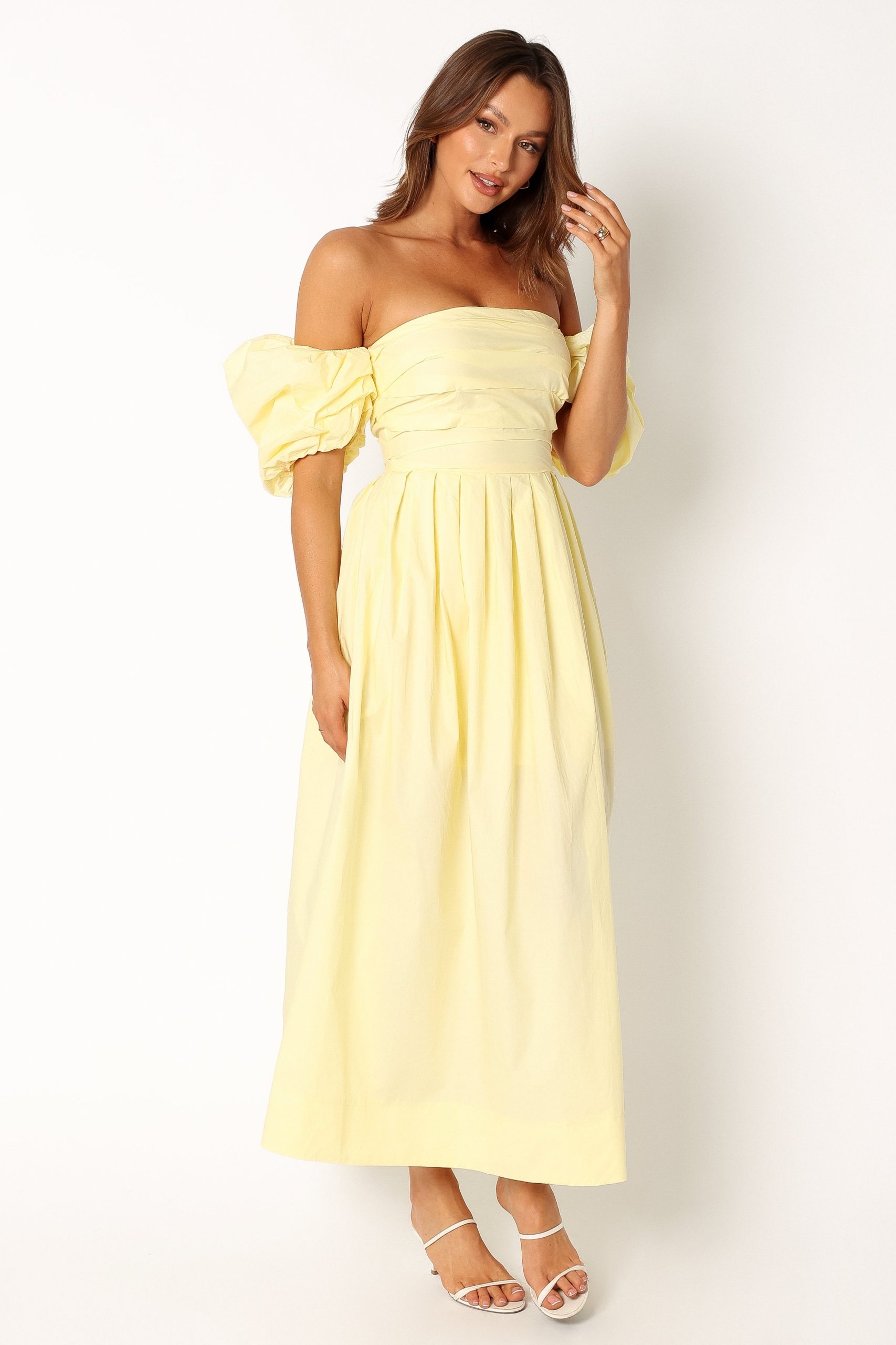 Solana Off Shoulder Midi Dress - Yellow - Image 3