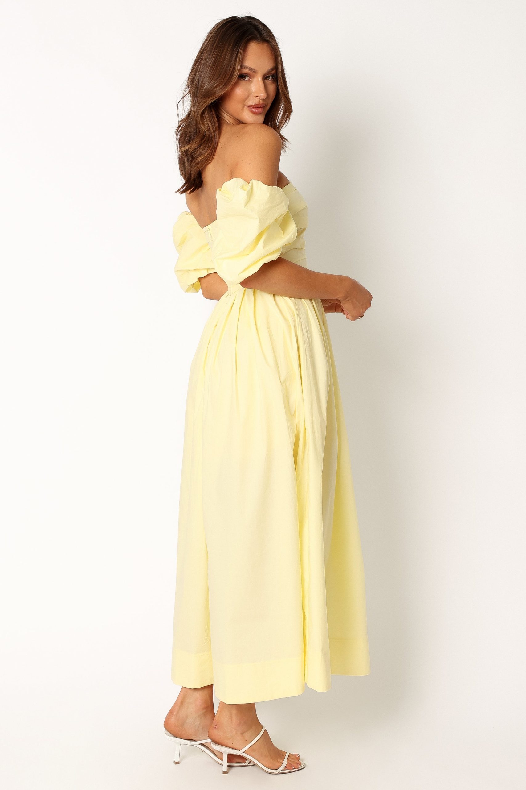 Solana Off Shoulder Midi Dress - Yellow - Image 4