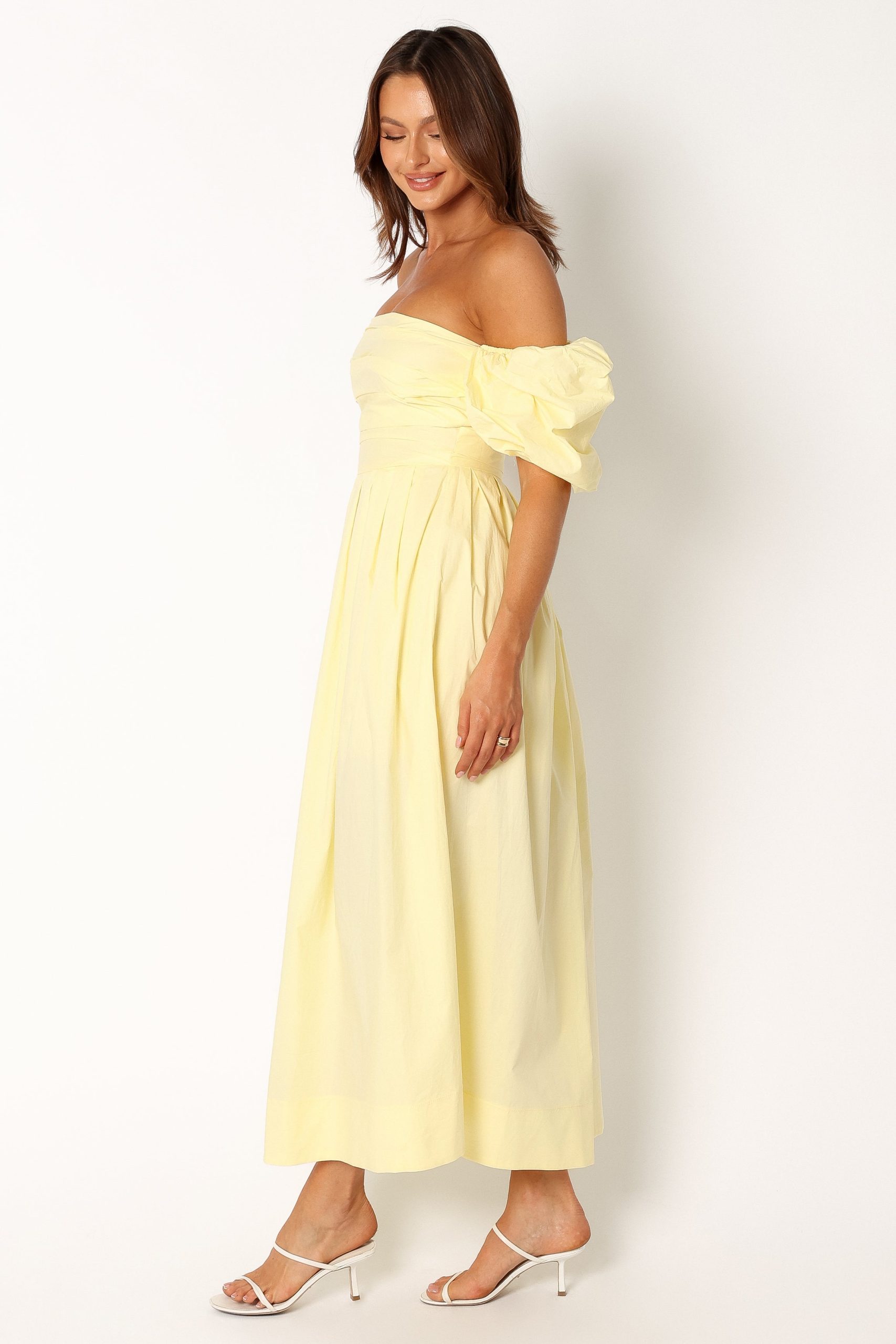 Solana Off Shoulder Midi Dress - Yellow - Image 7