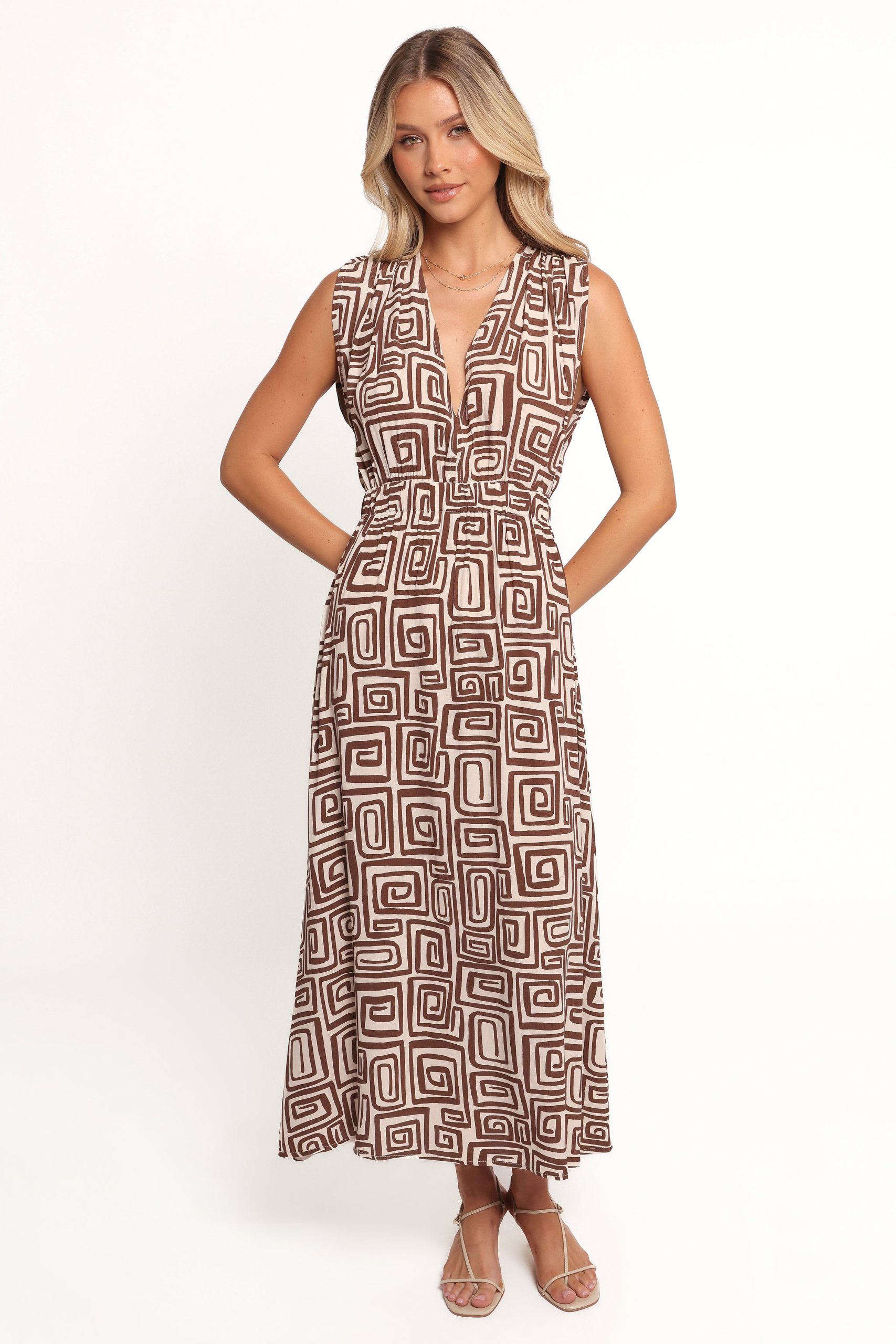 Solange Maxi Dress - Chocolate Brown Print - Image 2