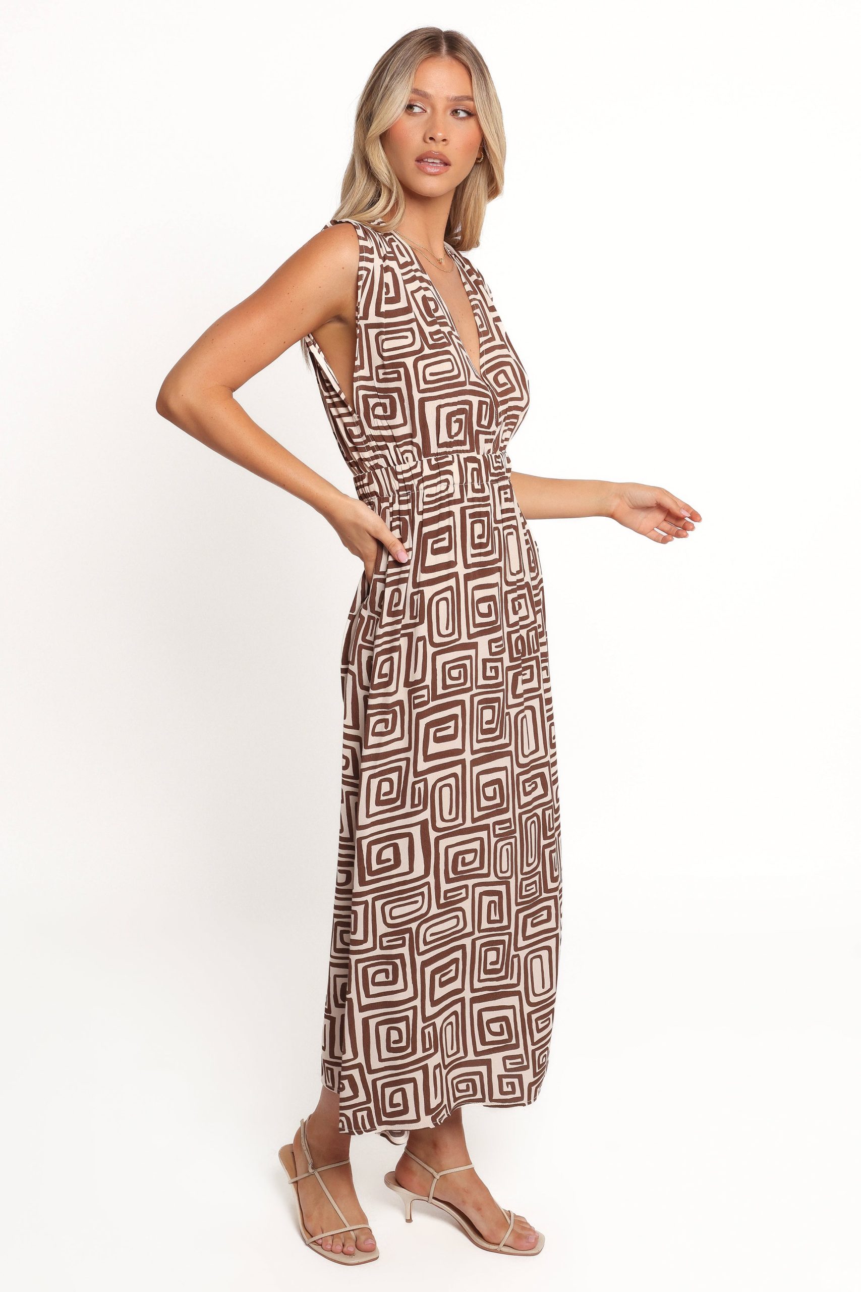 Solange Maxi Dress - Chocolate Brown Print - Image 6