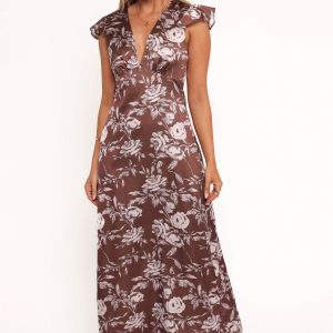 Solara Maxi Dress - Brown Floral Print