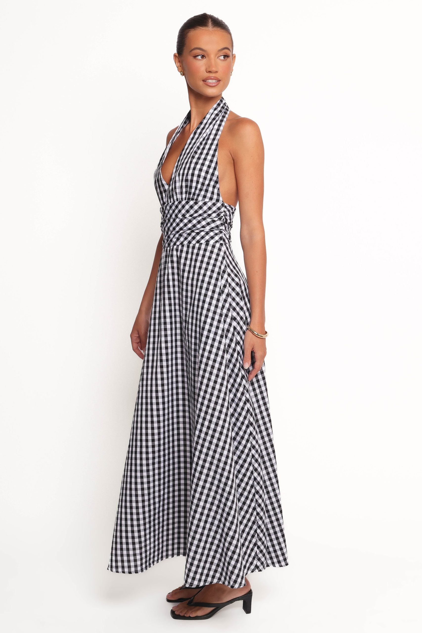 Solene Maxi Halterneck Dress - Black/White - Image 4