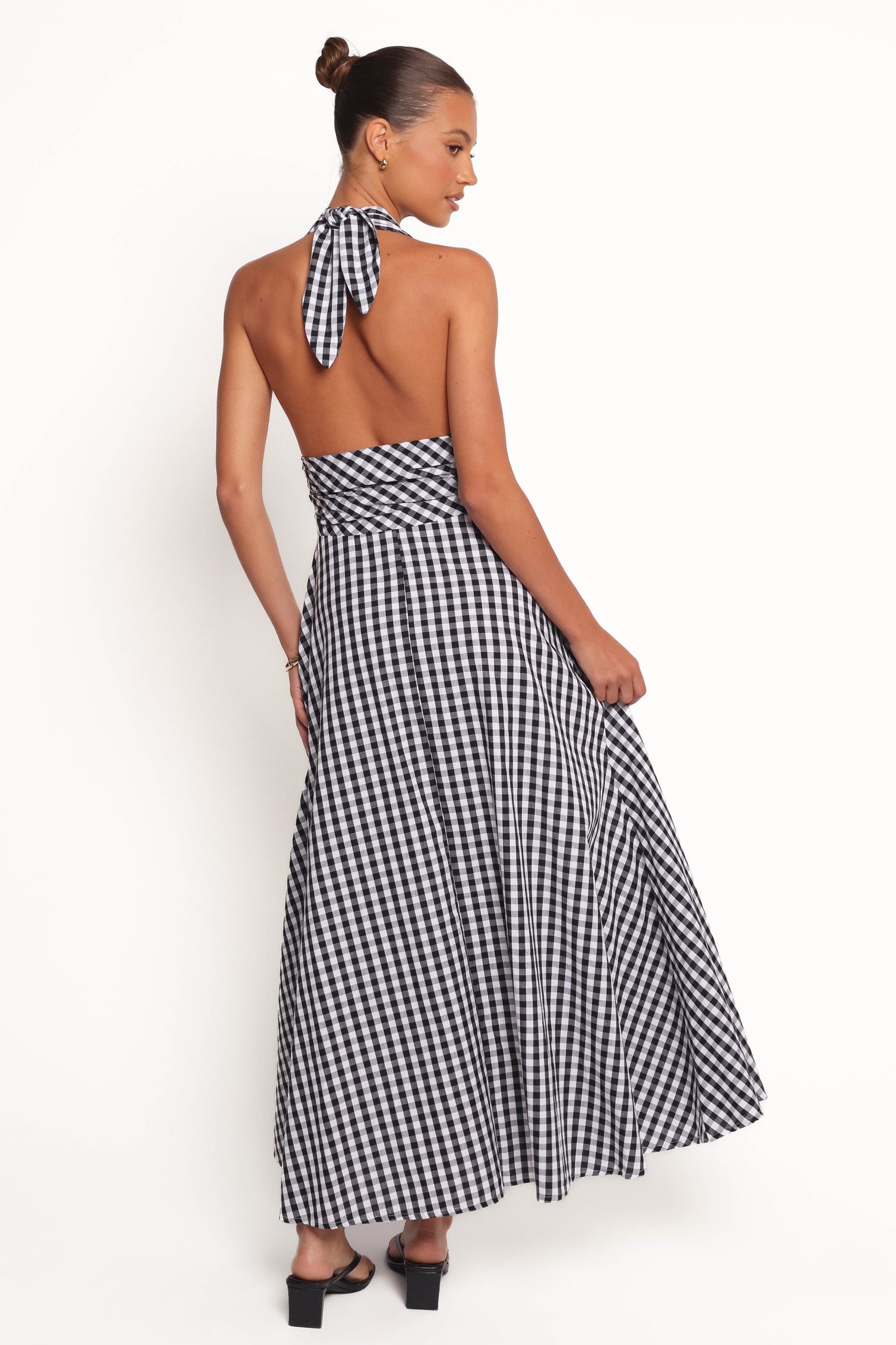 Solene Maxi Halterneck Dress - Black/White - Image 2