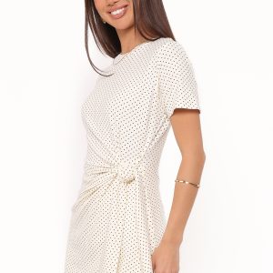 Sonia Mini Dress - White Polka Dot