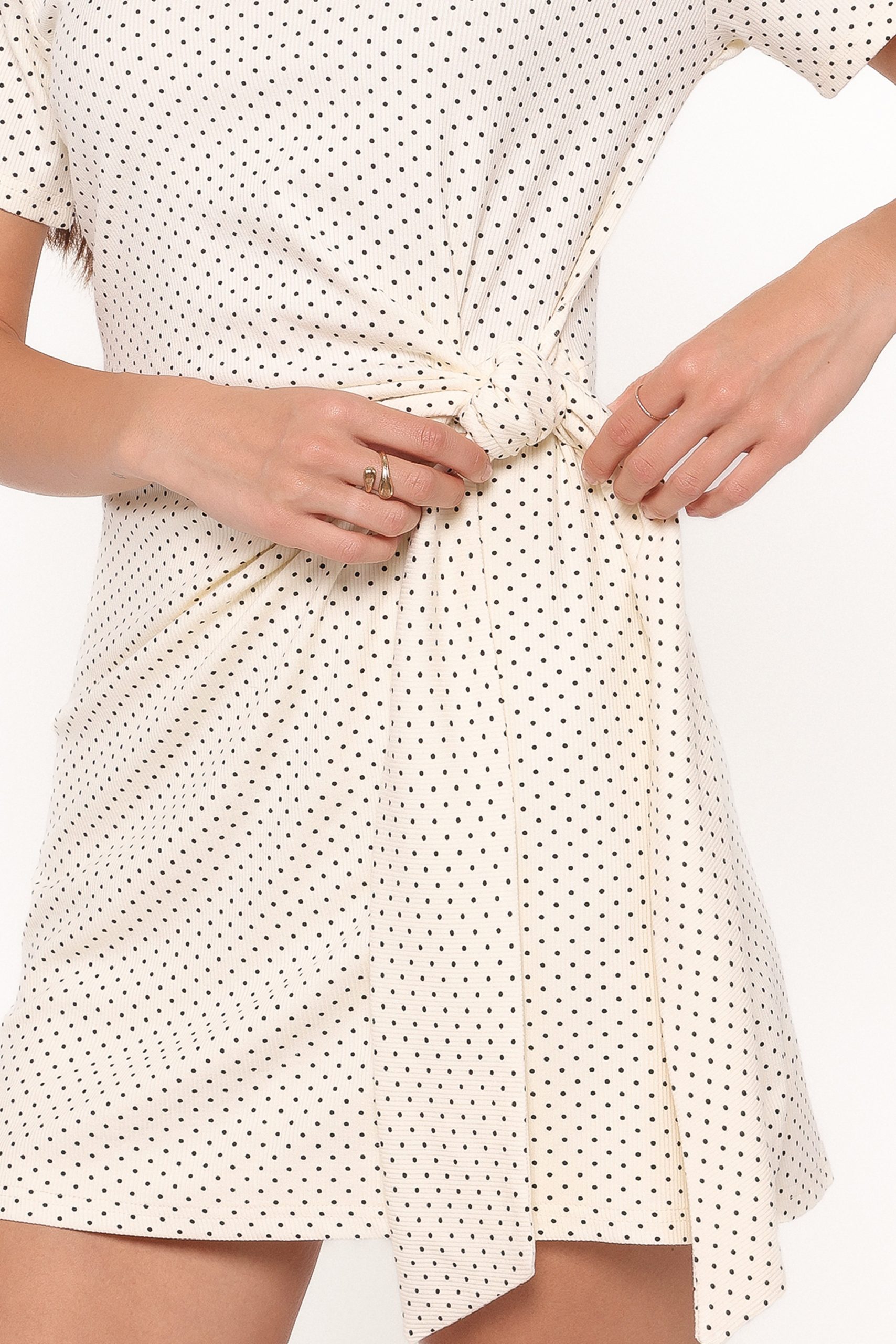 Sonia Mini Dress - White Polka Dot - Image 3