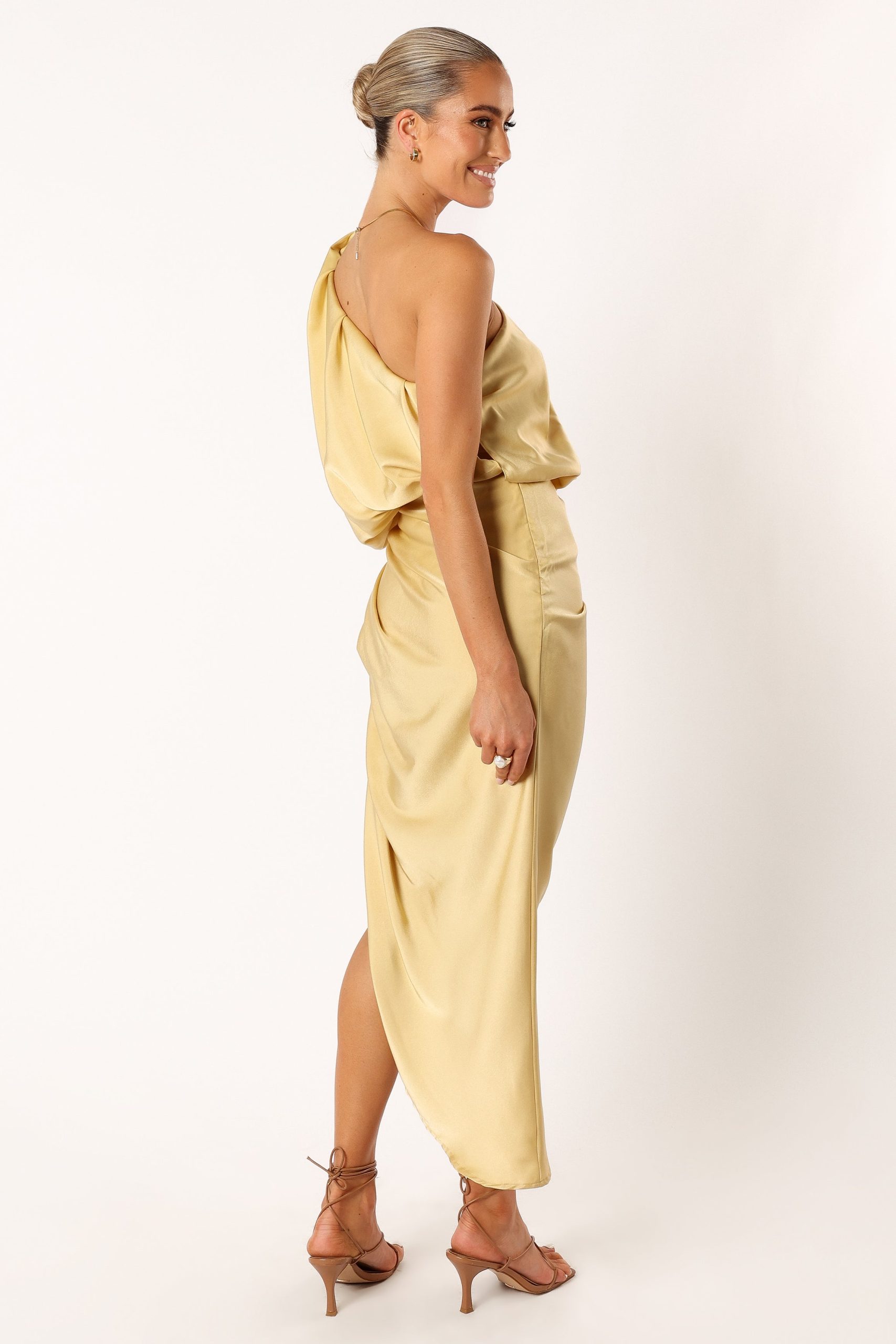 Sonny One Shoulder Midi Dress - Mustard - Image 4