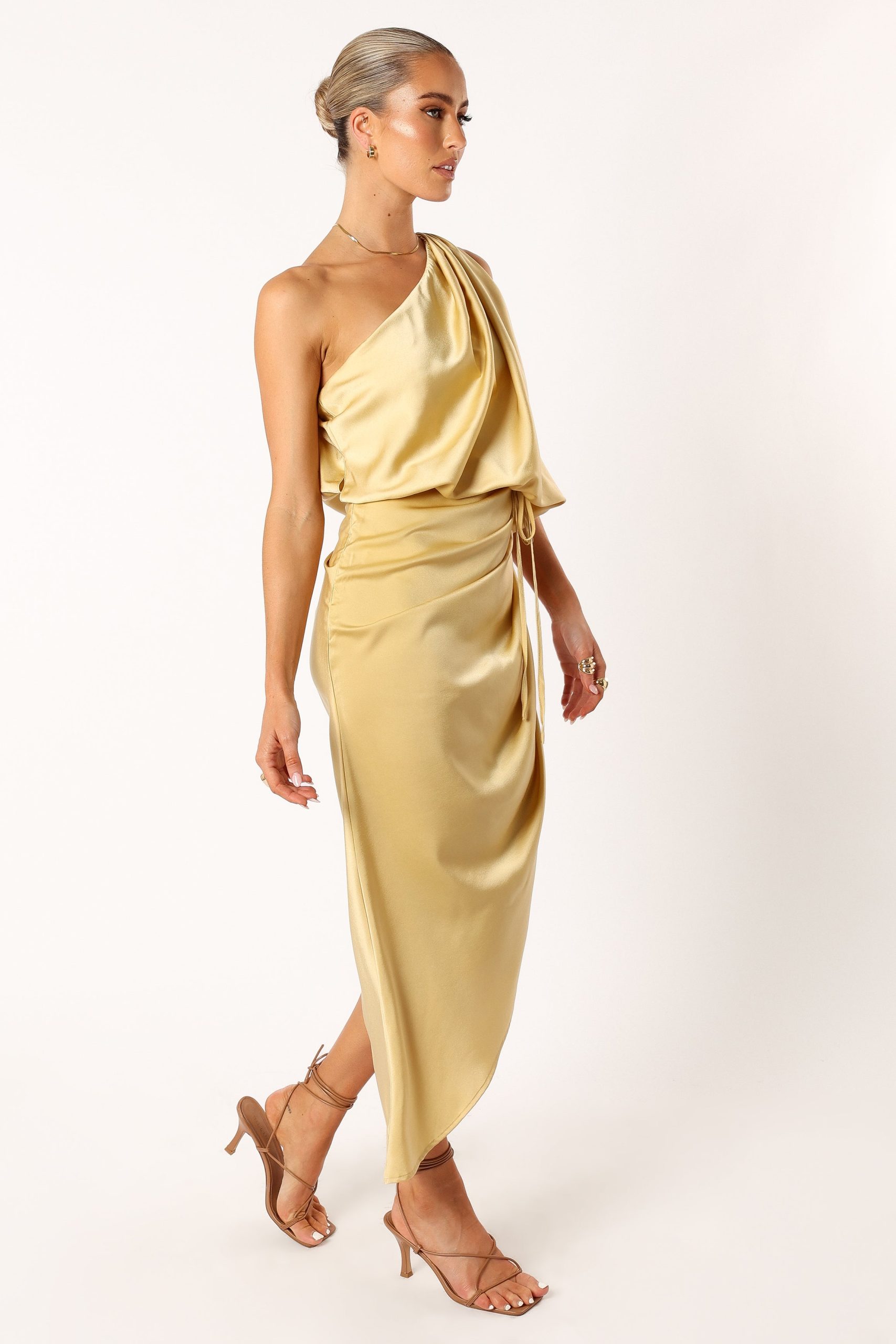 Sonny One Shoulder Midi Dress - Mustard - Image 5