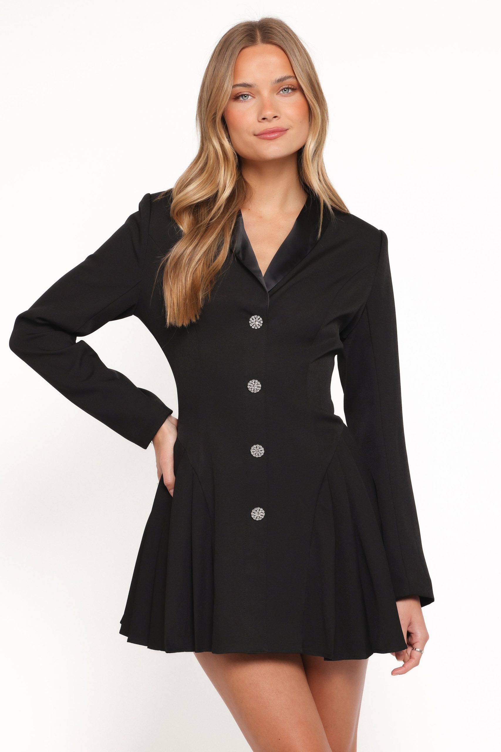 Sonya Long Sleeve Mini Dress - Black - Image 2