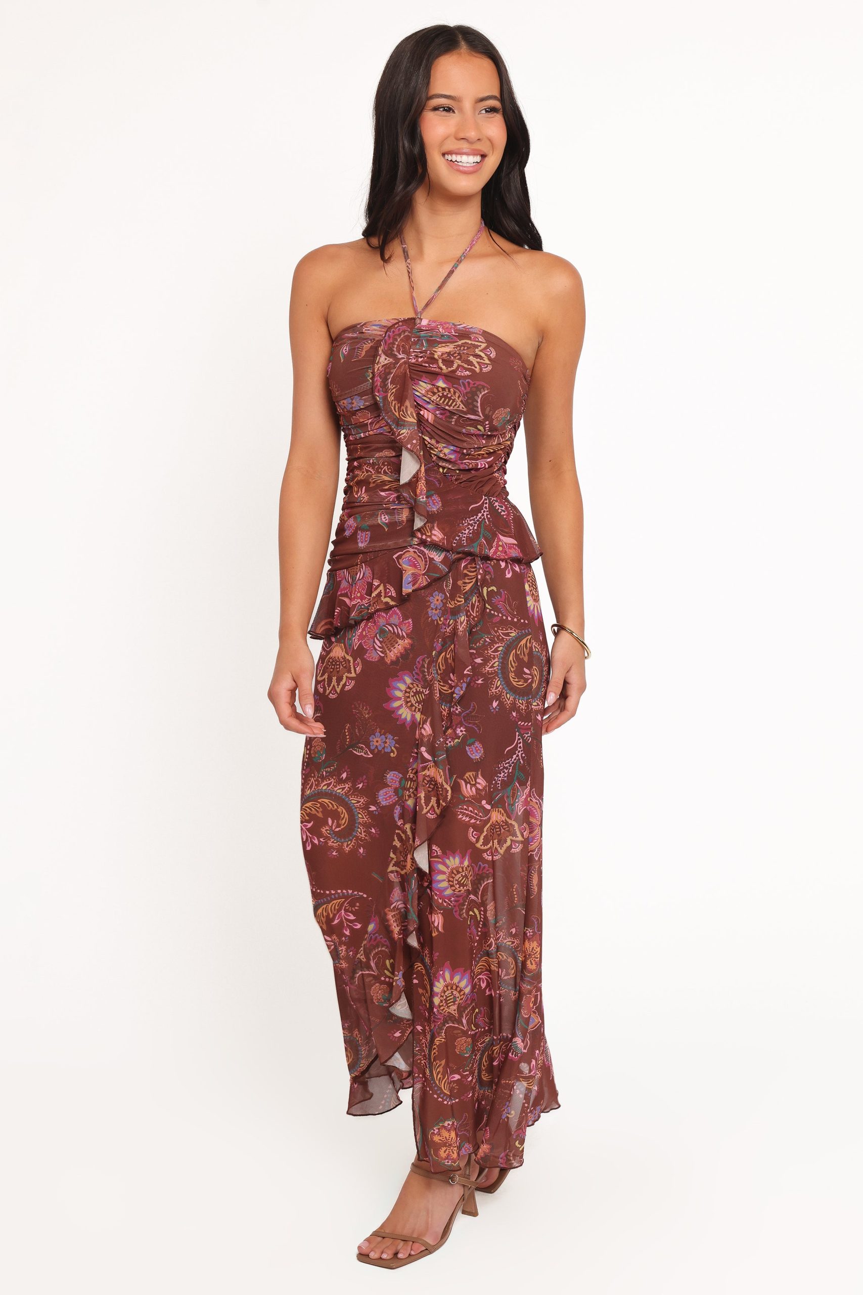 Sorbet Midi Dress - Brown Floral - Image 4