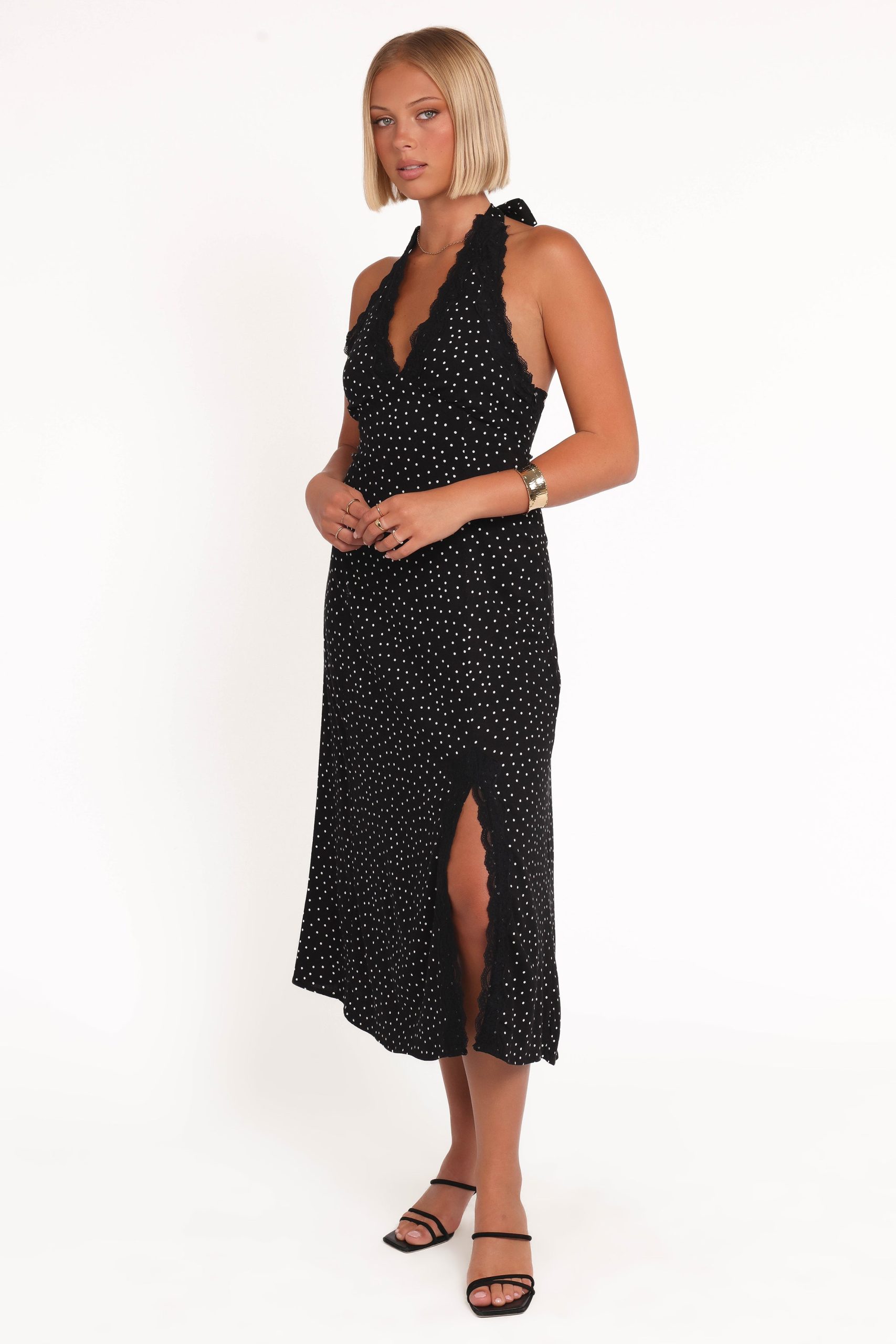 Stasia Maxi Halter Dress - Black White - Image 4