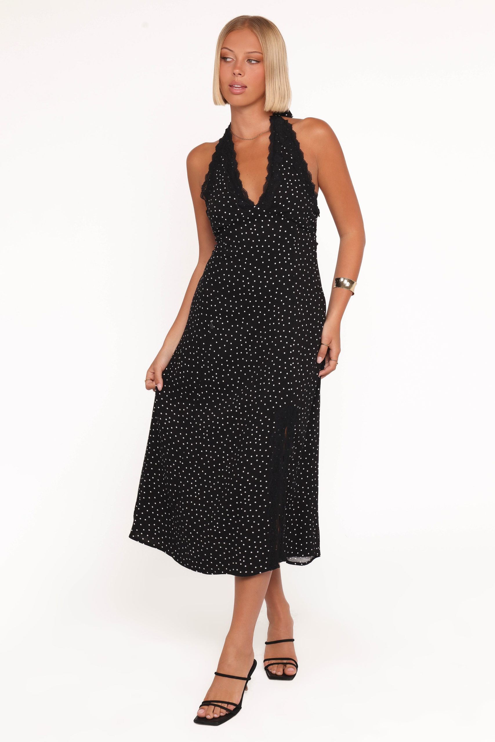 Stasia Maxi Halter Dress - Black White - Image 2
