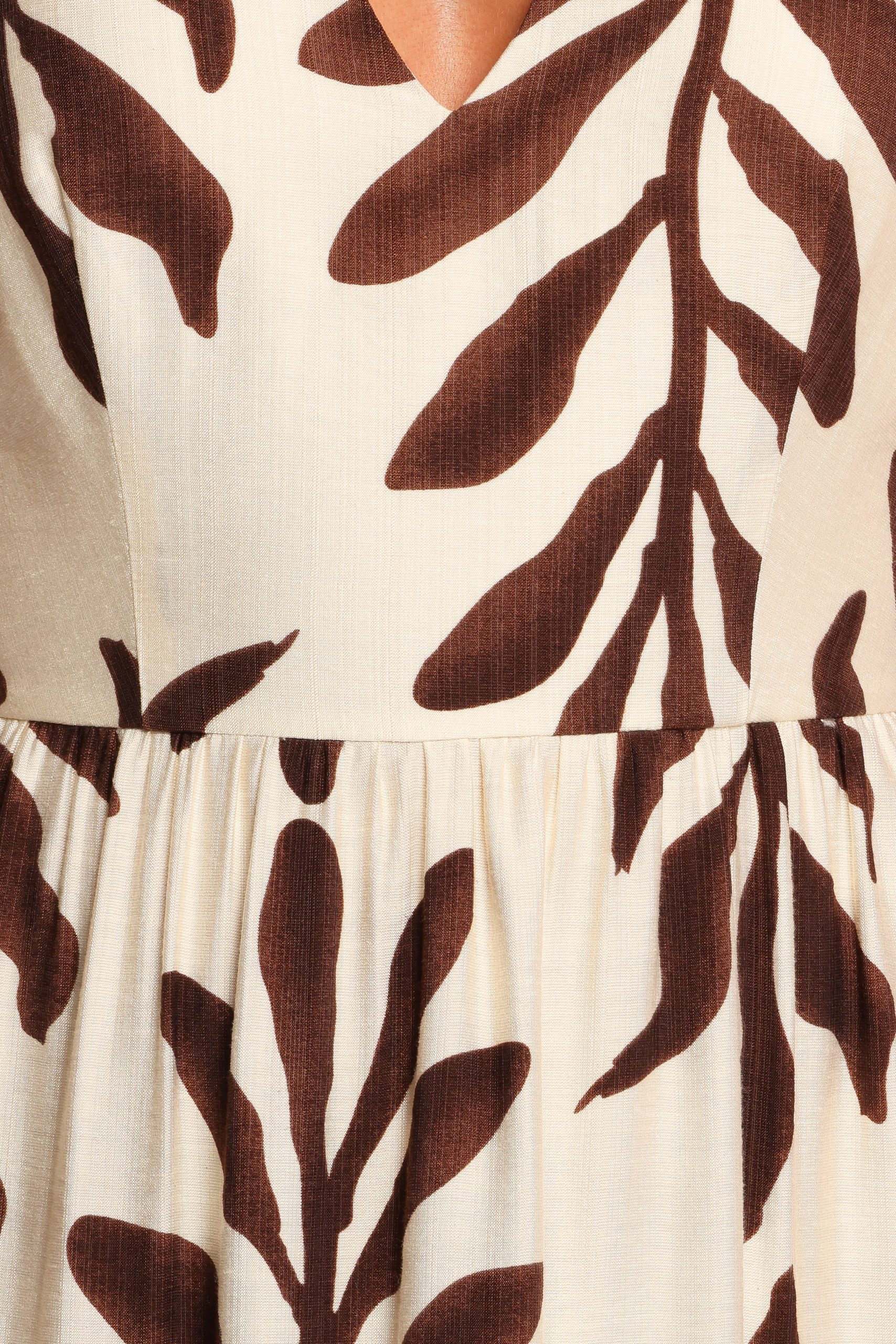 Steele Puff Sleeve Midi Dress - Brown Palm - Image 7