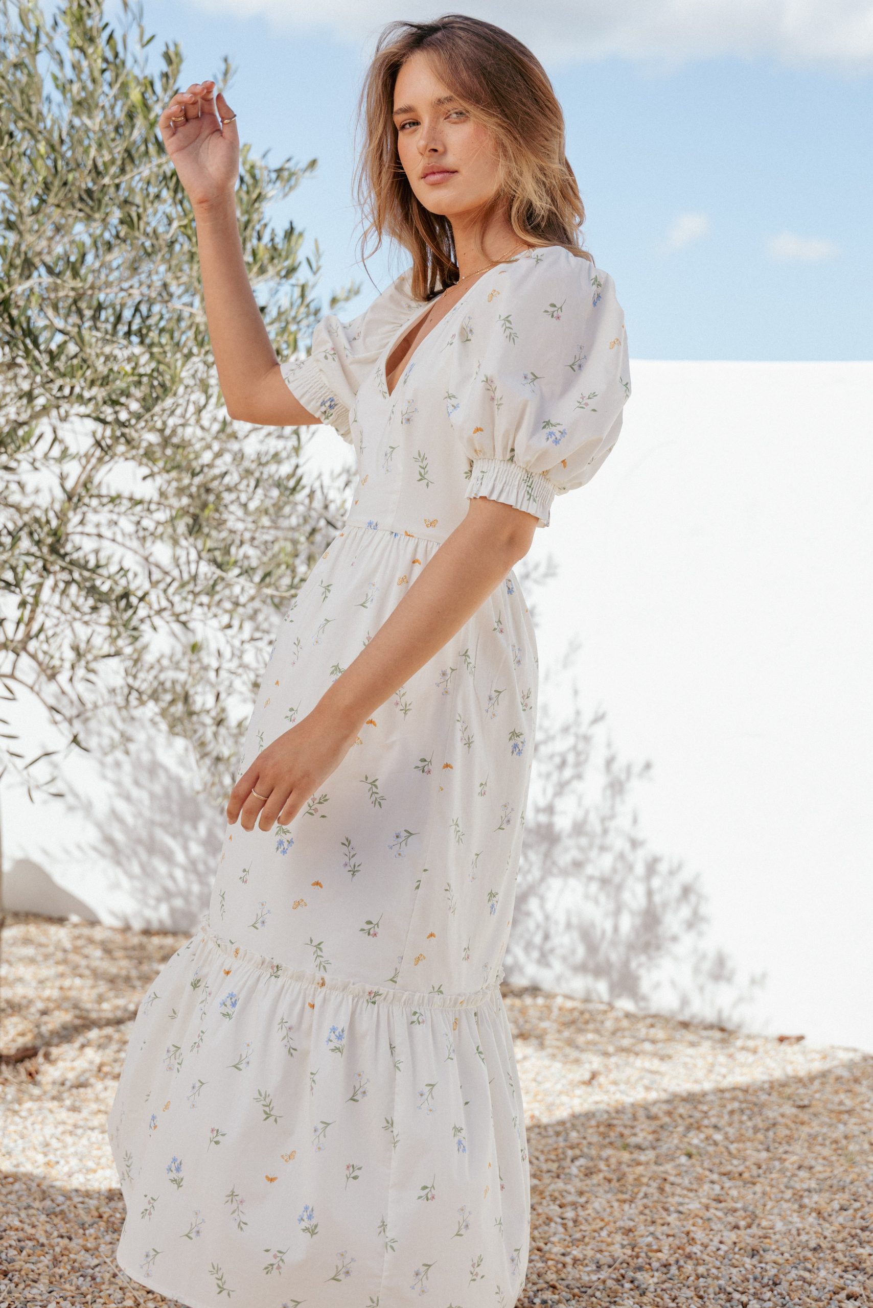 Steele Puff Sleeve Midi Dress - Floral - Image 8