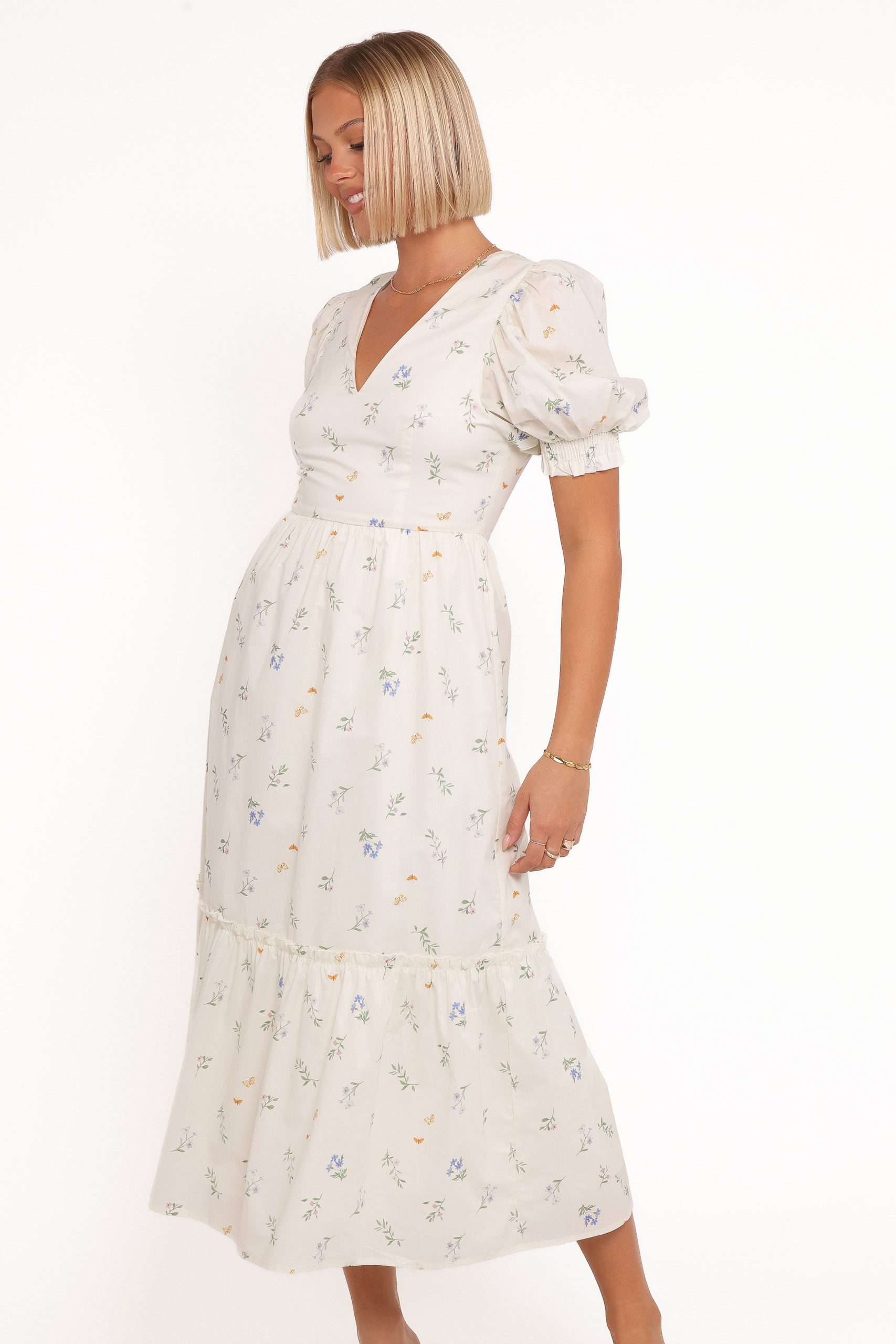Steele Puff Sleeve Midi Dress - Floral - Image 2