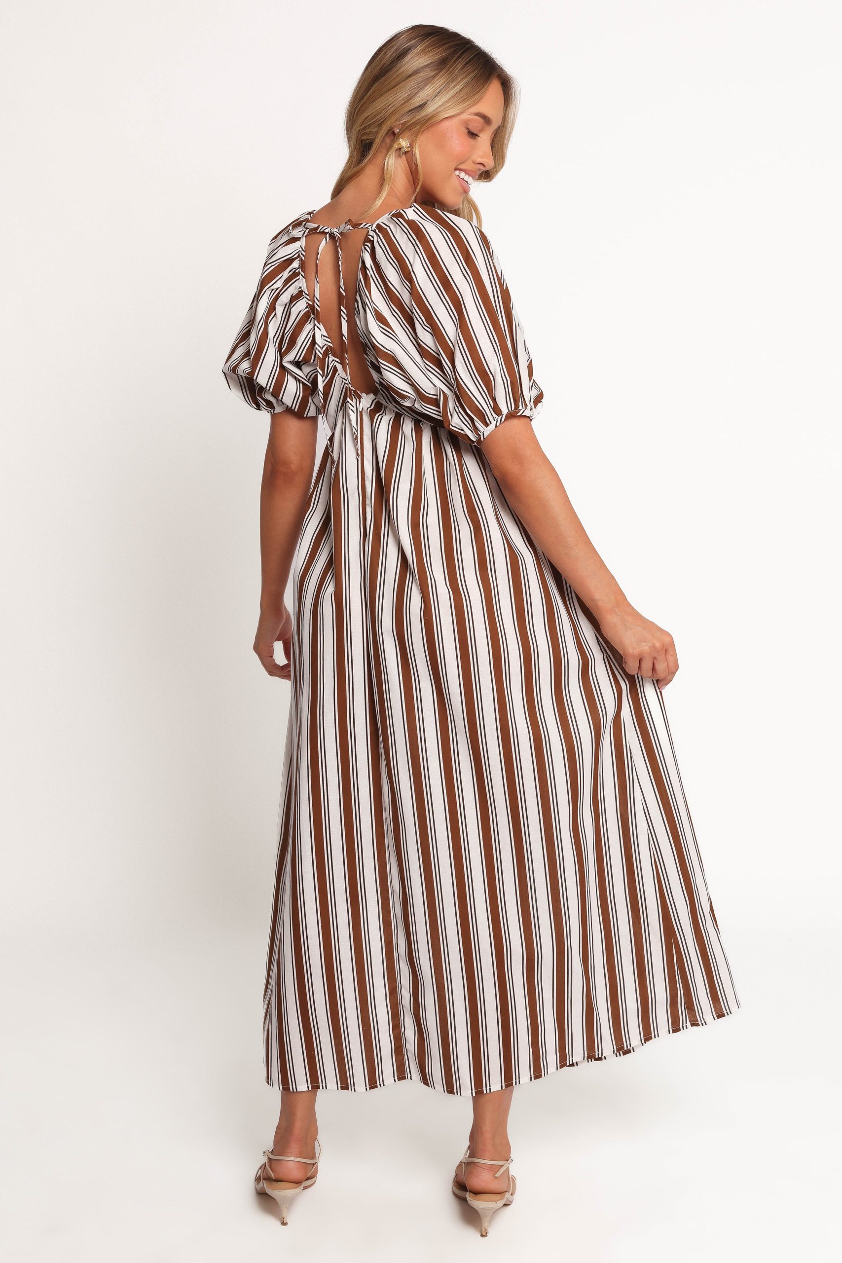 Sullivan Puff Sleeve Maxi Dress - Chocolate Stripe - Image 5