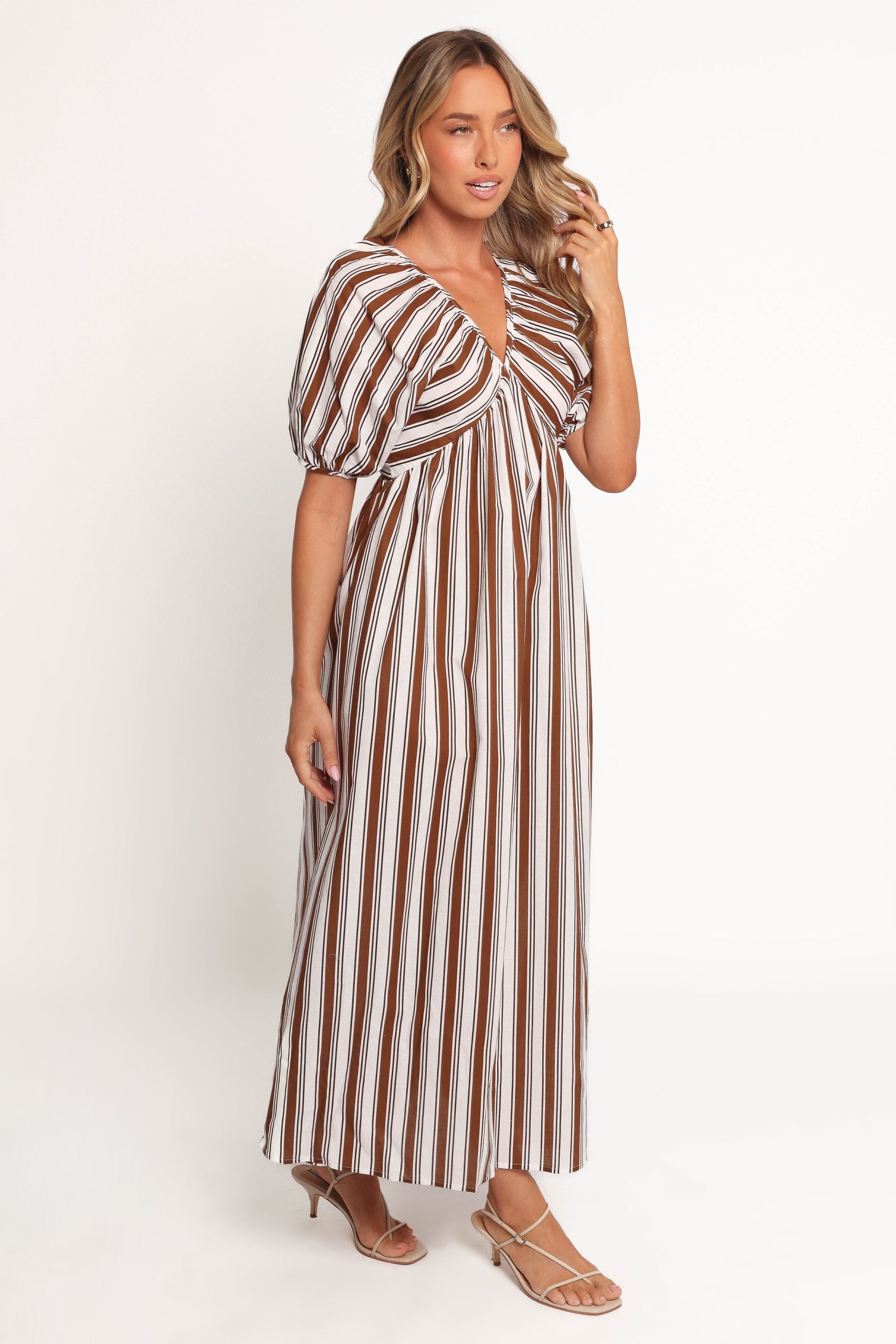 Sullivan Puff Sleeve Maxi Dress - Chocolate Stripe - Image 6