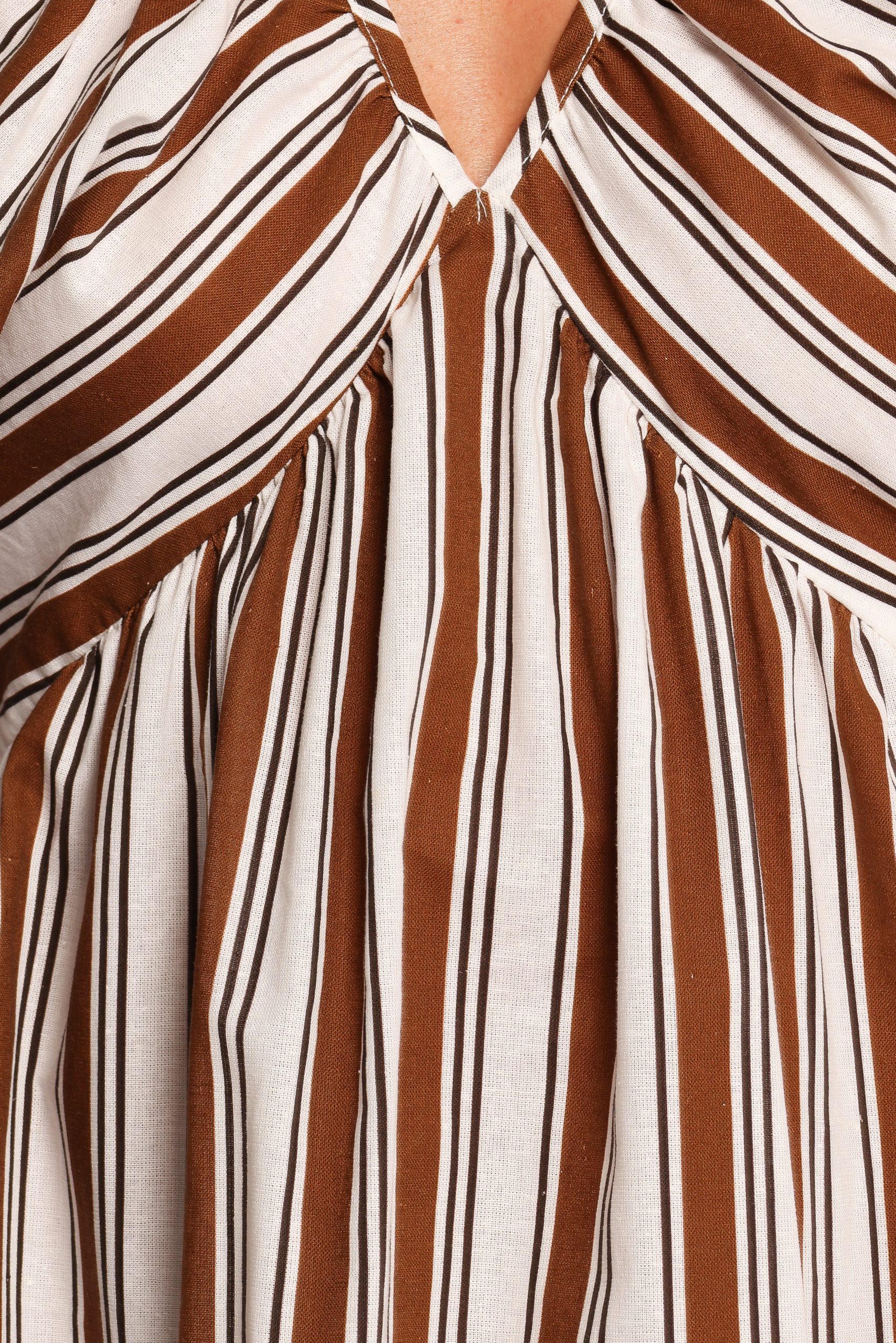 Sullivan Puff Sleeve Maxi Dress - Chocolate Stripe - Image 8