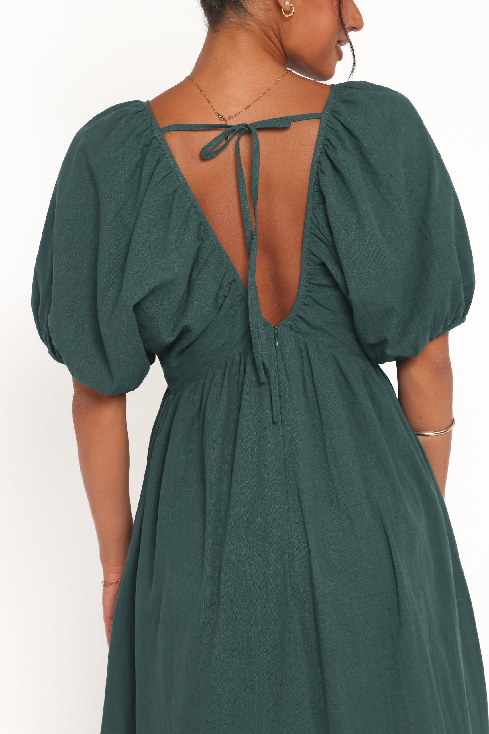 Sullivan Puff Sleeve Maxi Dress - Forest Green - Image 3