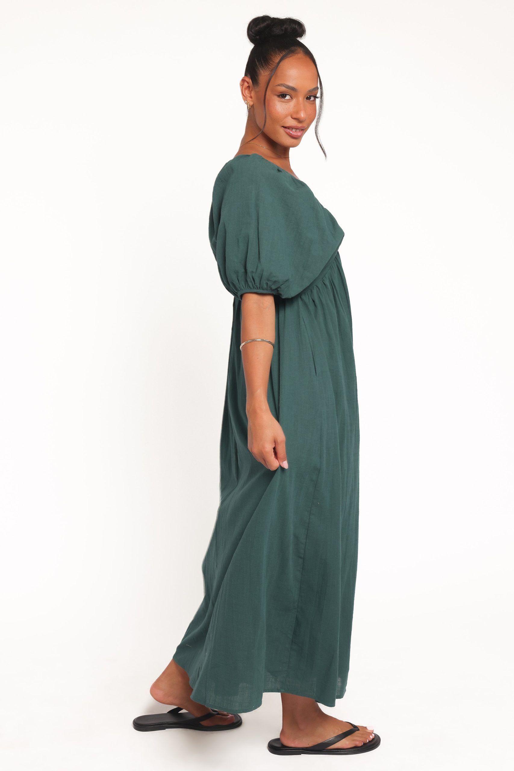 Sullivan Puff Sleeve Maxi Dress - Forest Green - Image 4