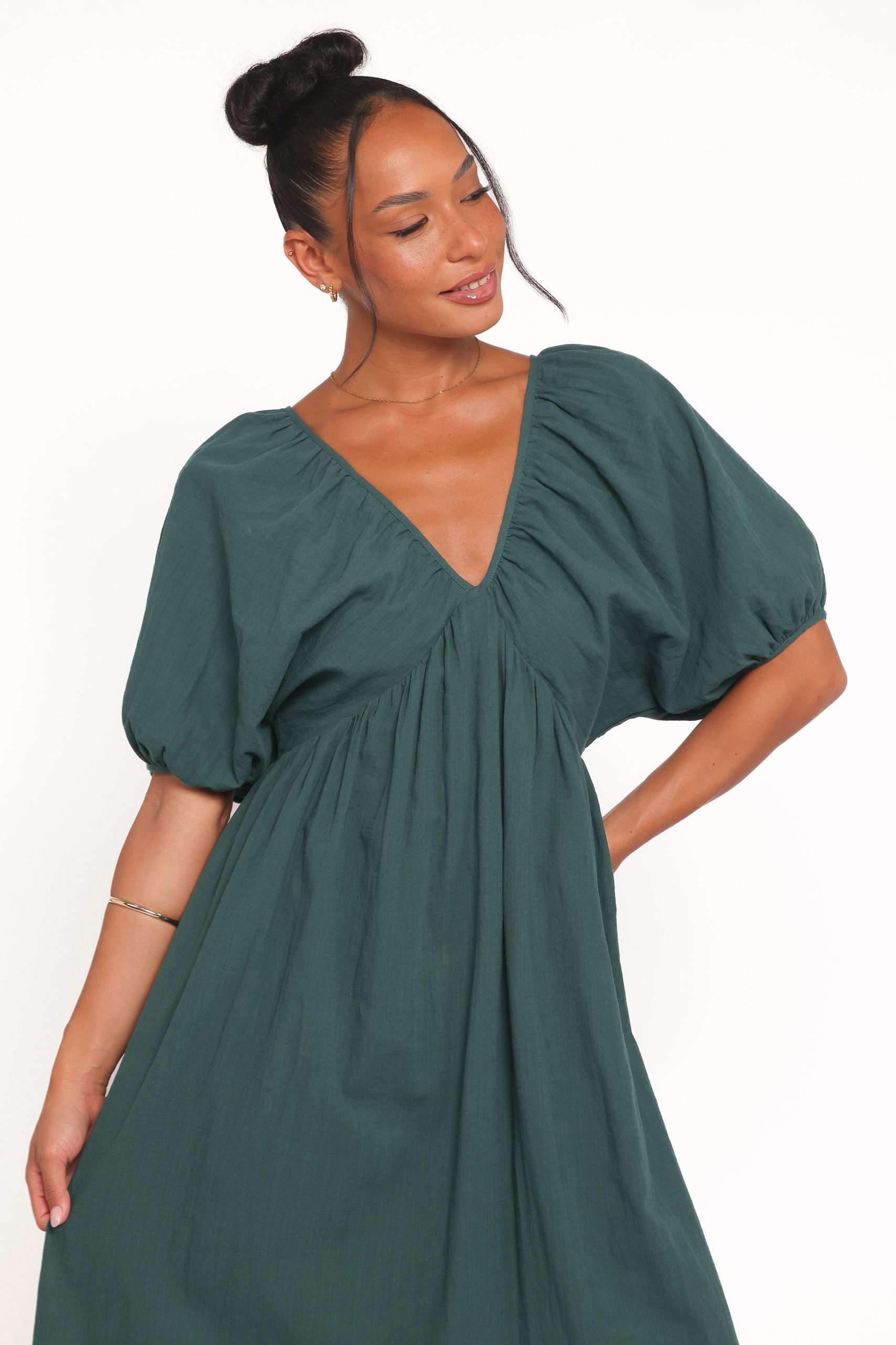 Sullivan Puff Sleeve Maxi Dress - Forest Green - Image 6
