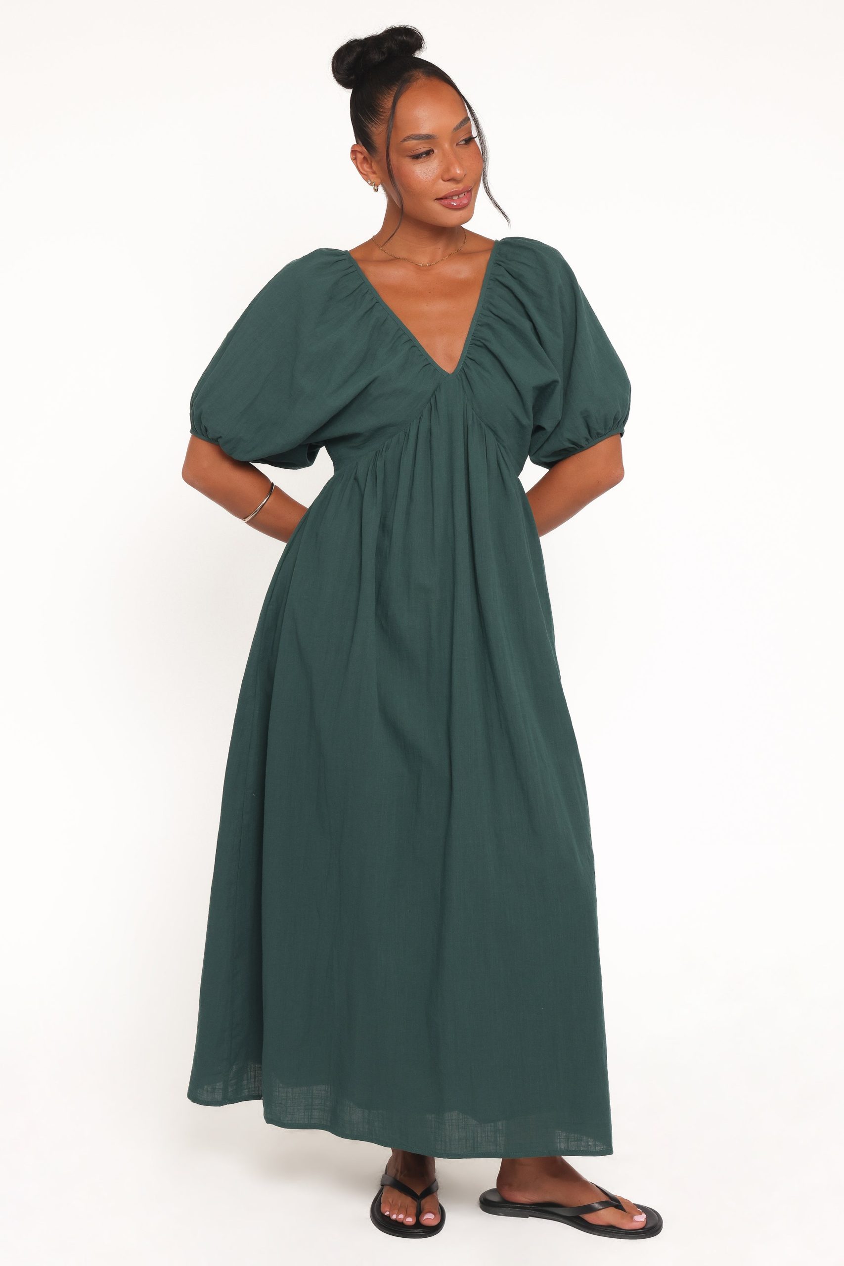 Sullivan Puff Sleeve Maxi Dress - Forest Green - Image 2