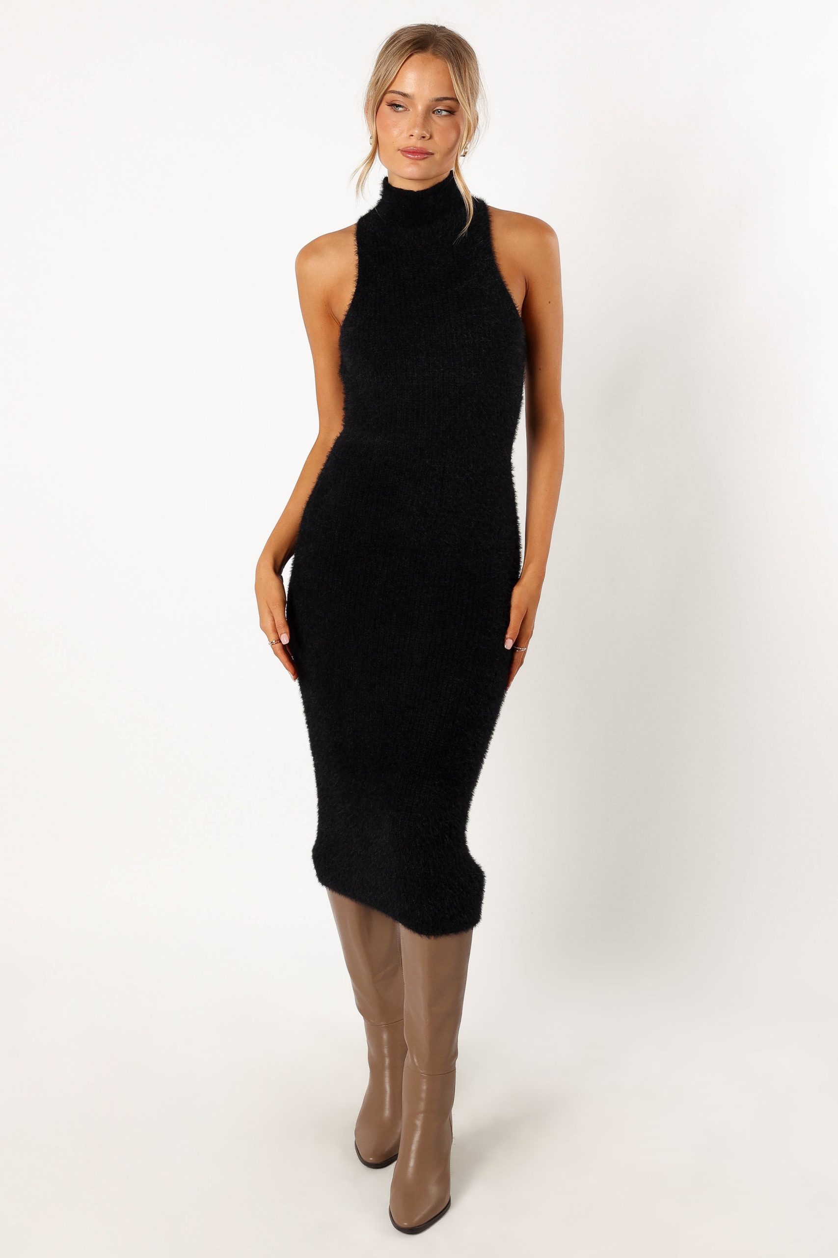 Sunni Turtleneck Midi Dress - Black - Image 2