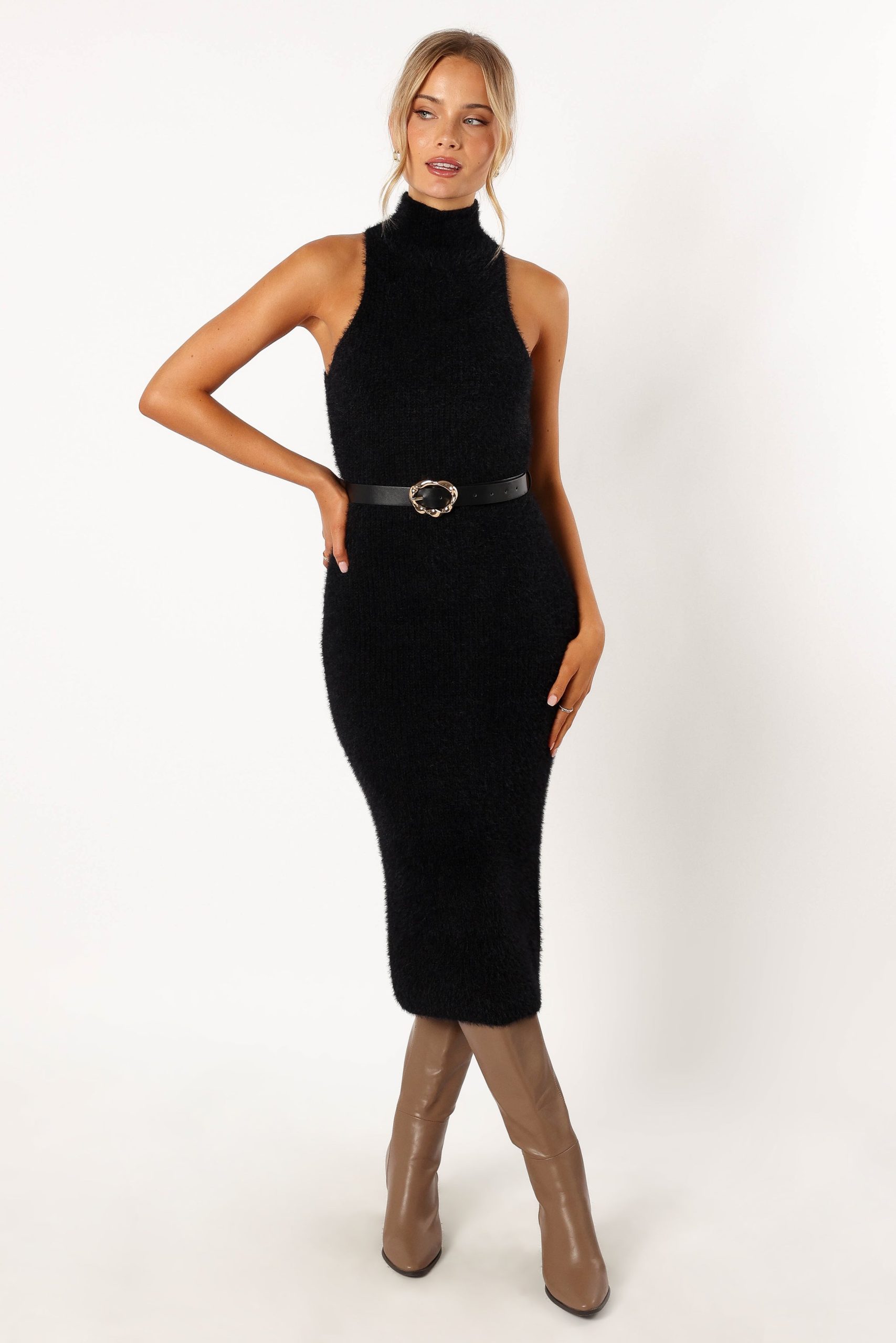 Sunni Turtleneck Midi Dress - Black - Image 9