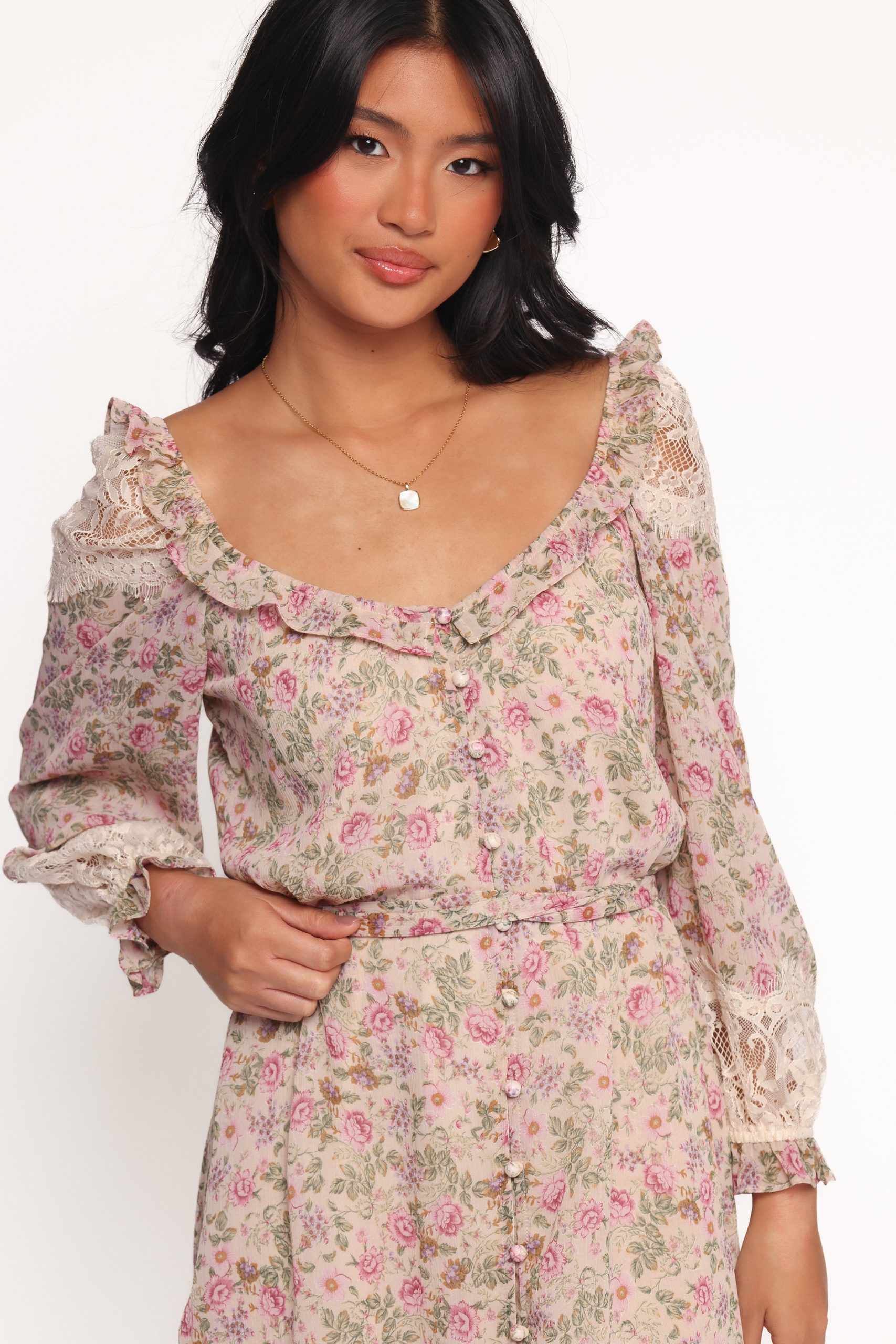 Sylvia Long Sleeve Mini Dress - Ivory Multi - Image 2