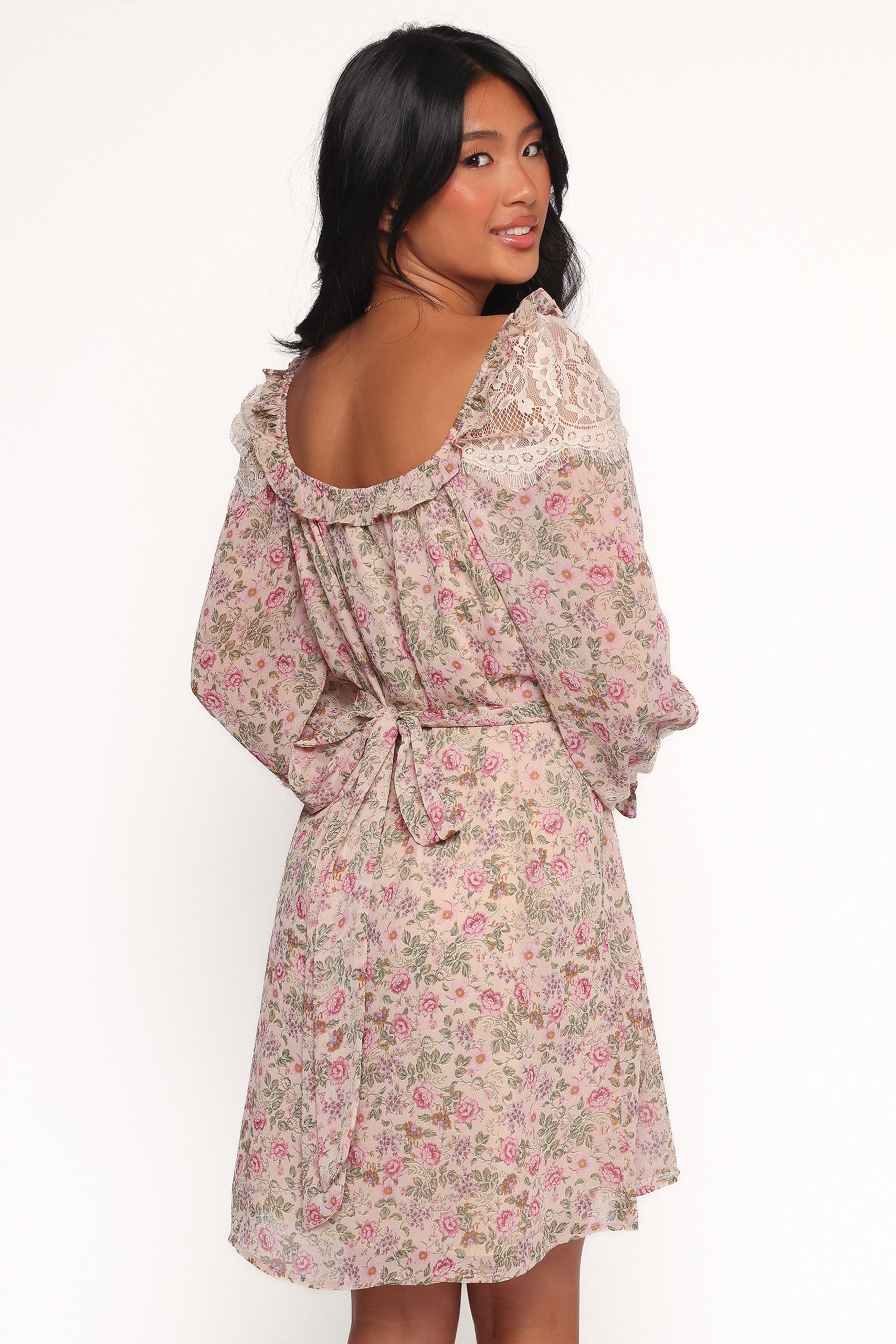 Sylvia Long Sleeve Mini Dress - Ivory Multi - Image 4