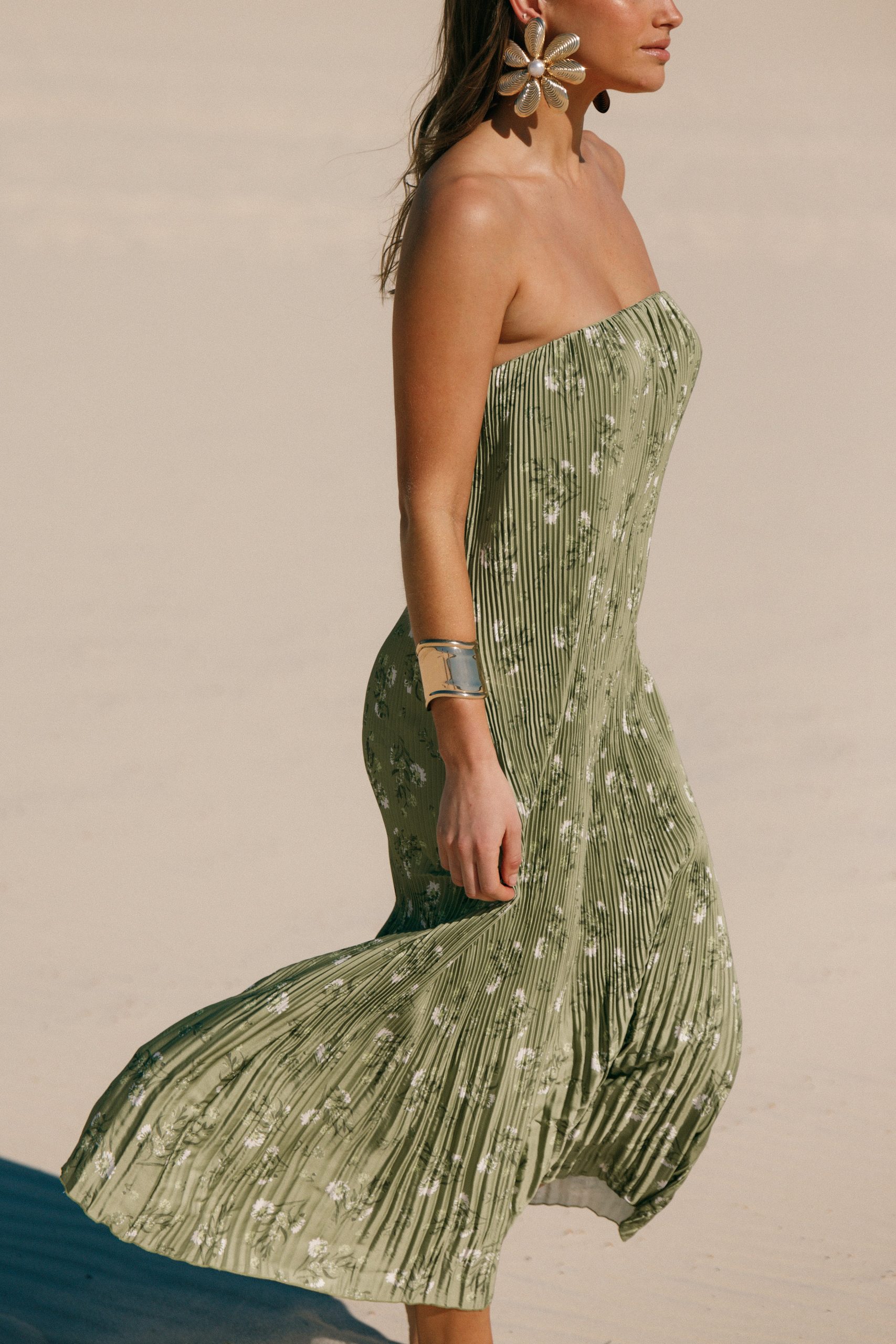 Sylvie Strapless Midi Dress - Sage Botanical - Image 8
