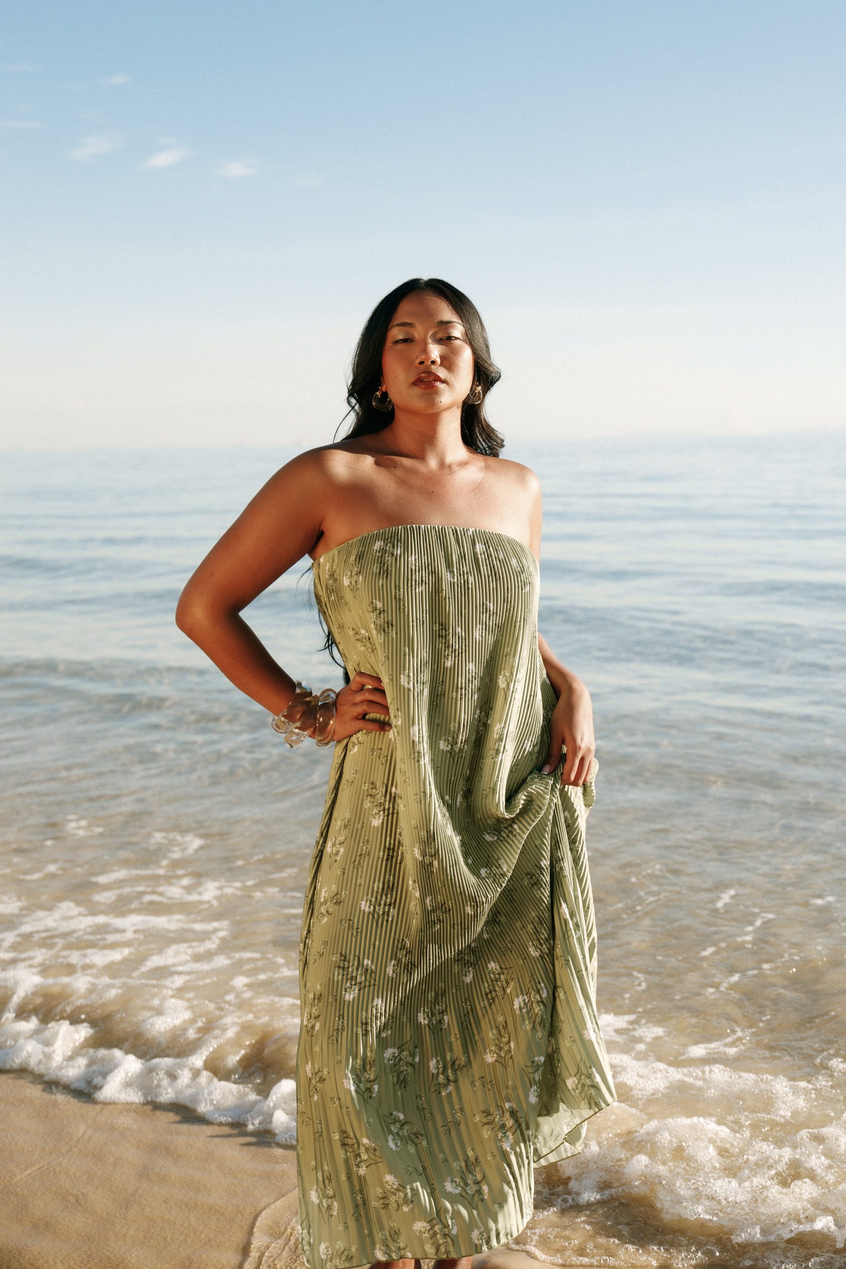 Sylvie Strapless Midi Dress - Sage Botanical - Image 2