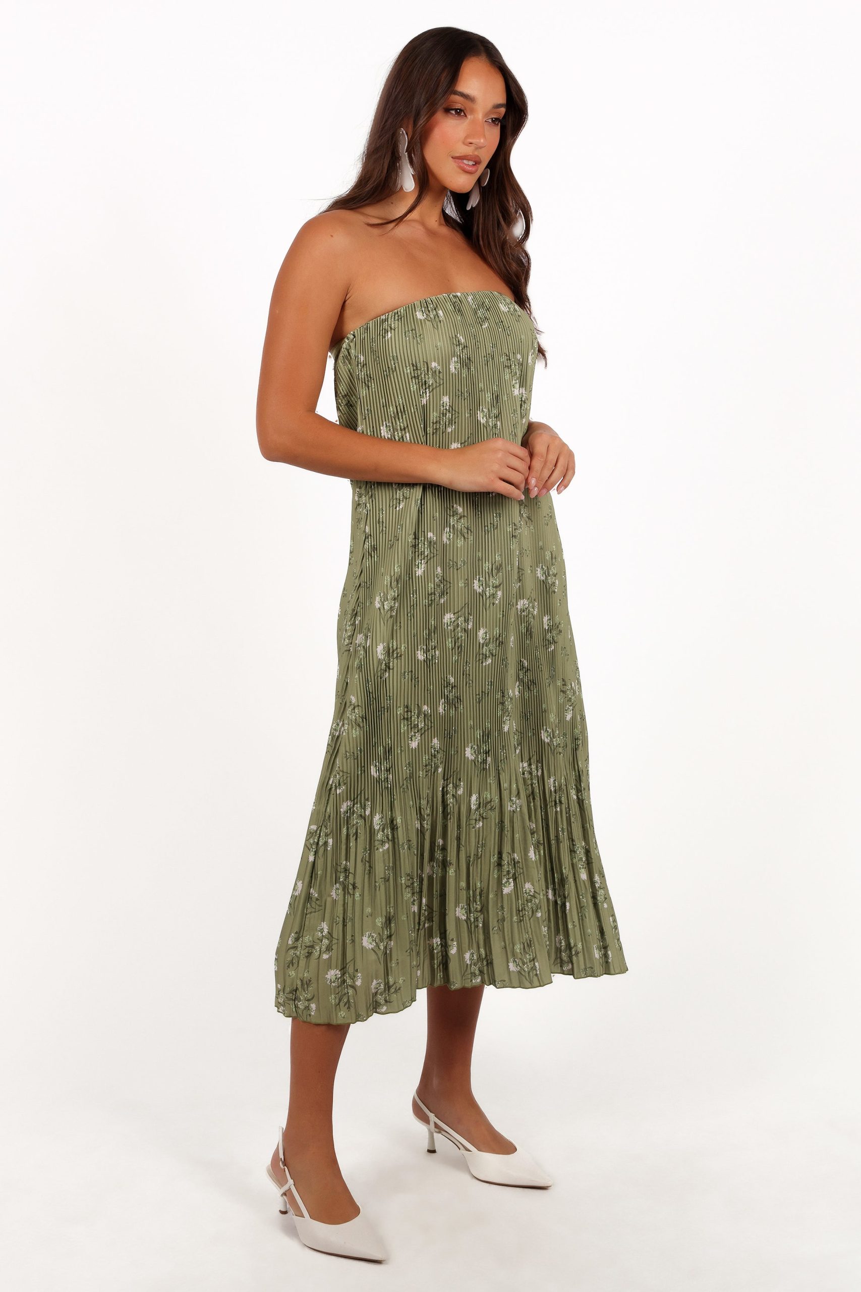 Sylvie Strapless Midi Dress - Sage Botanical - Image 4