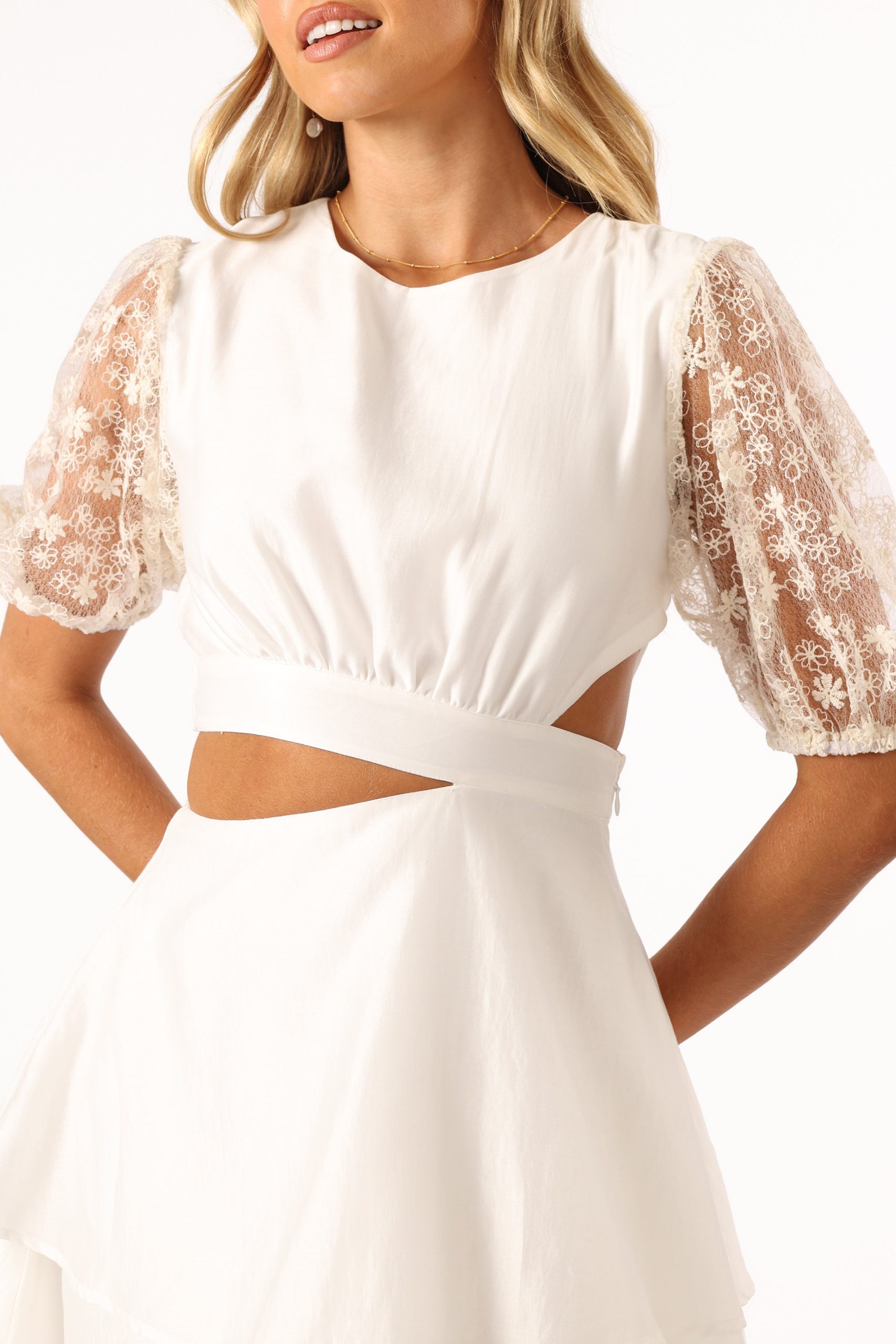 Tabitha Cut Out Mini Dress - Cream - Image 7