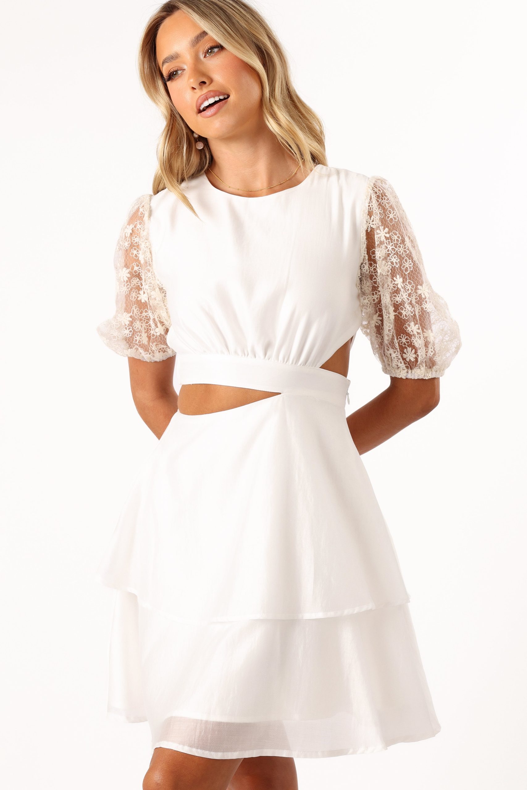 Tabitha Cut Out Mini Dress - Cream - Image 6
